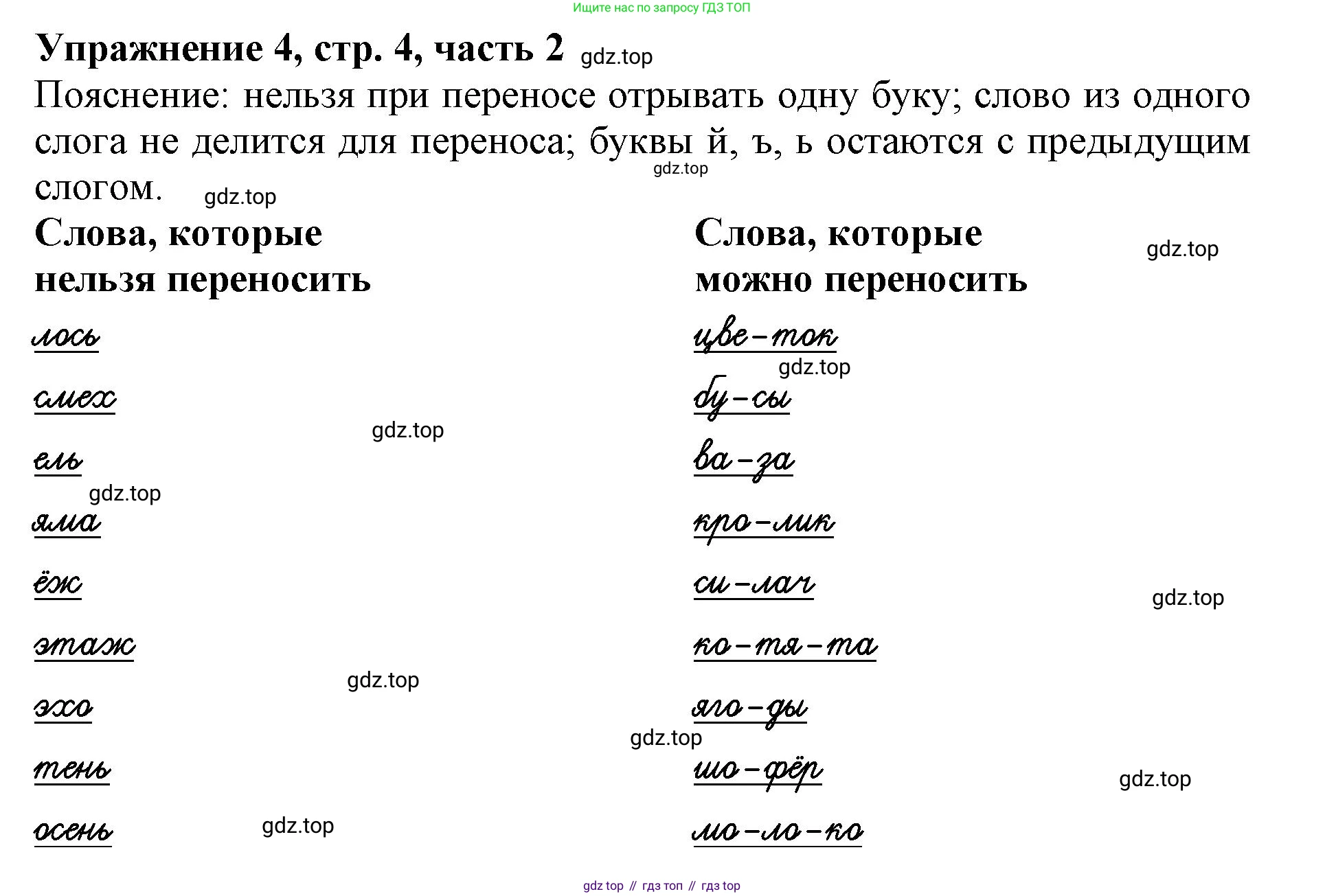 Русский язык, 1 класс рабочая тетрадь, авторы: Иванов Станислав Викторович, Евдокимова Антонина Олеговна, Кузнецова Елена Николаевна, издательство Просвещение, Москва, 2023, зелёного цвета, Часть 2, страница 4, номер 4, Решение