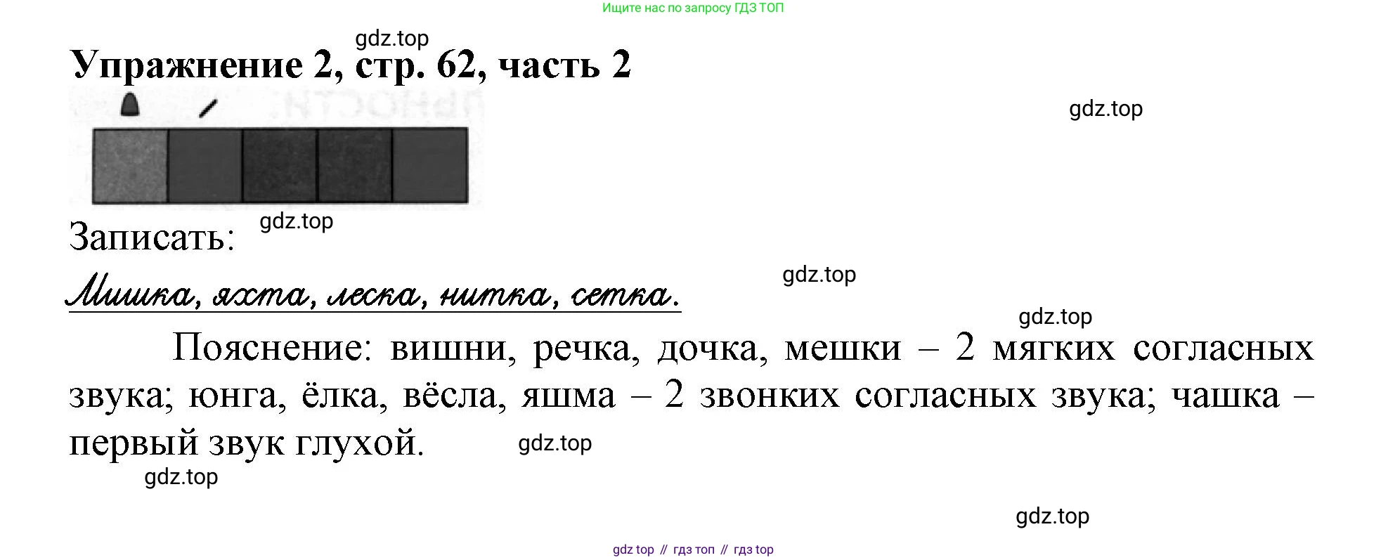 Русский язык, 1 класс рабочая тетрадь, авторы: Иванов Станислав Викторович, Евдокимова Антонина Олеговна, Кузнецова Елена Николаевна, издательство Просвещение, Москва, 2023, зелёного цвета, Часть 2, страница 62, номер 2, Решение