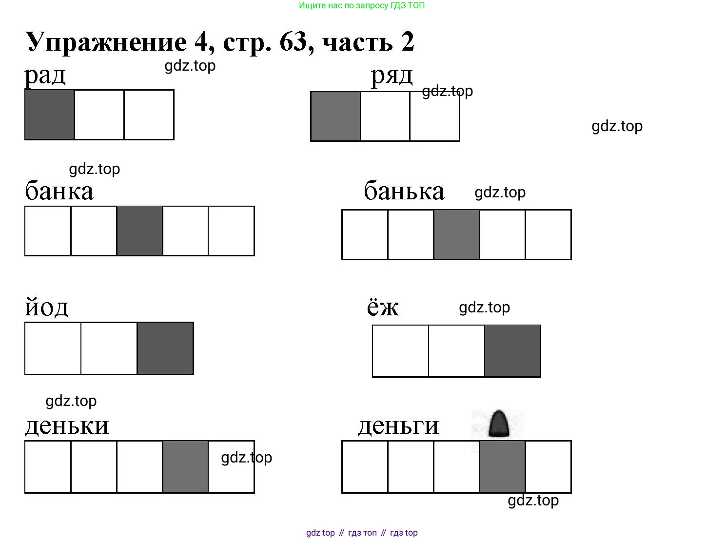 Русский язык, 1 класс рабочая тетрадь, авторы: Иванов Станислав Викторович, Евдокимова Антонина Олеговна, Кузнецова Елена Николаевна, издательство Просвещение, Москва, 2023, зелёного цвета, Часть 2, страница 63, номер 4, Решение