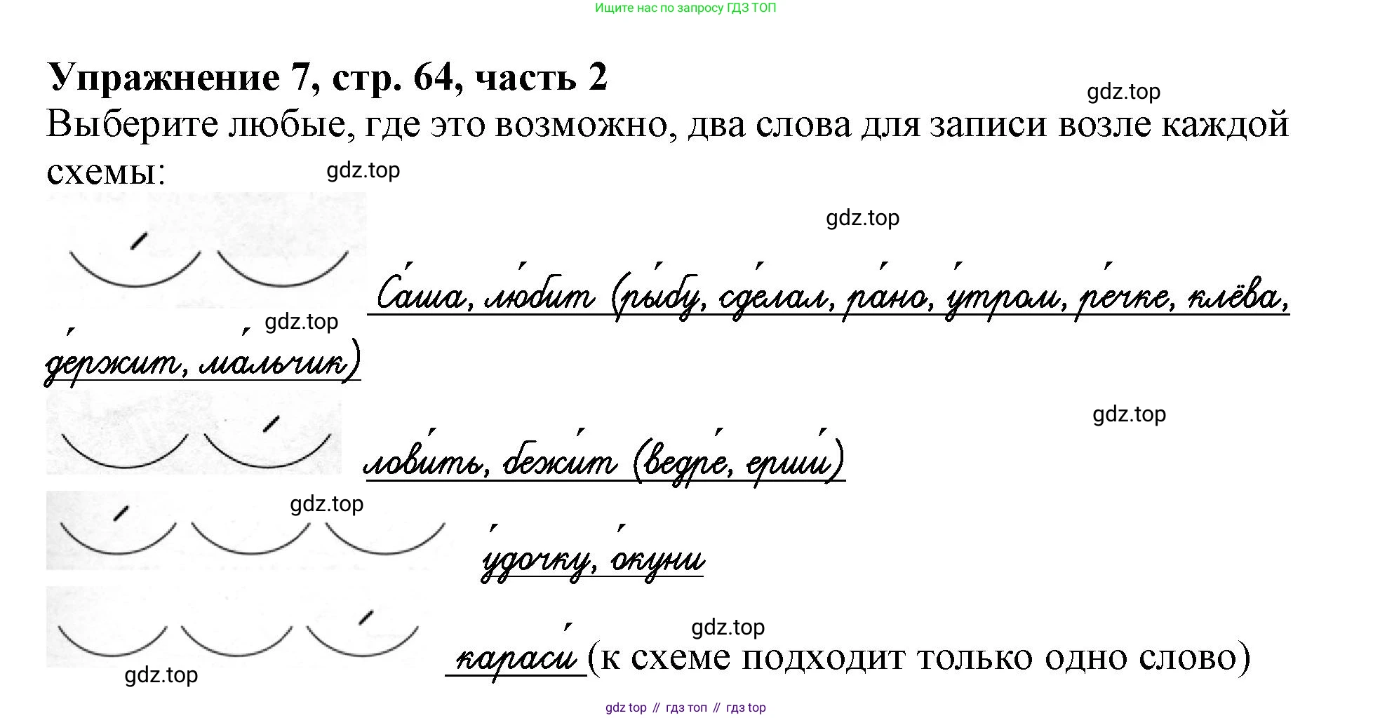 Русский язык, 1 класс рабочая тетрадь, авторы: Иванов Станислав Викторович, Евдокимова Антонина Олеговна, Кузнецова Елена Николаевна, издательство Просвещение, Москва, 2023, зелёного цвета, Часть 2, страница 64, номер 7, Решение