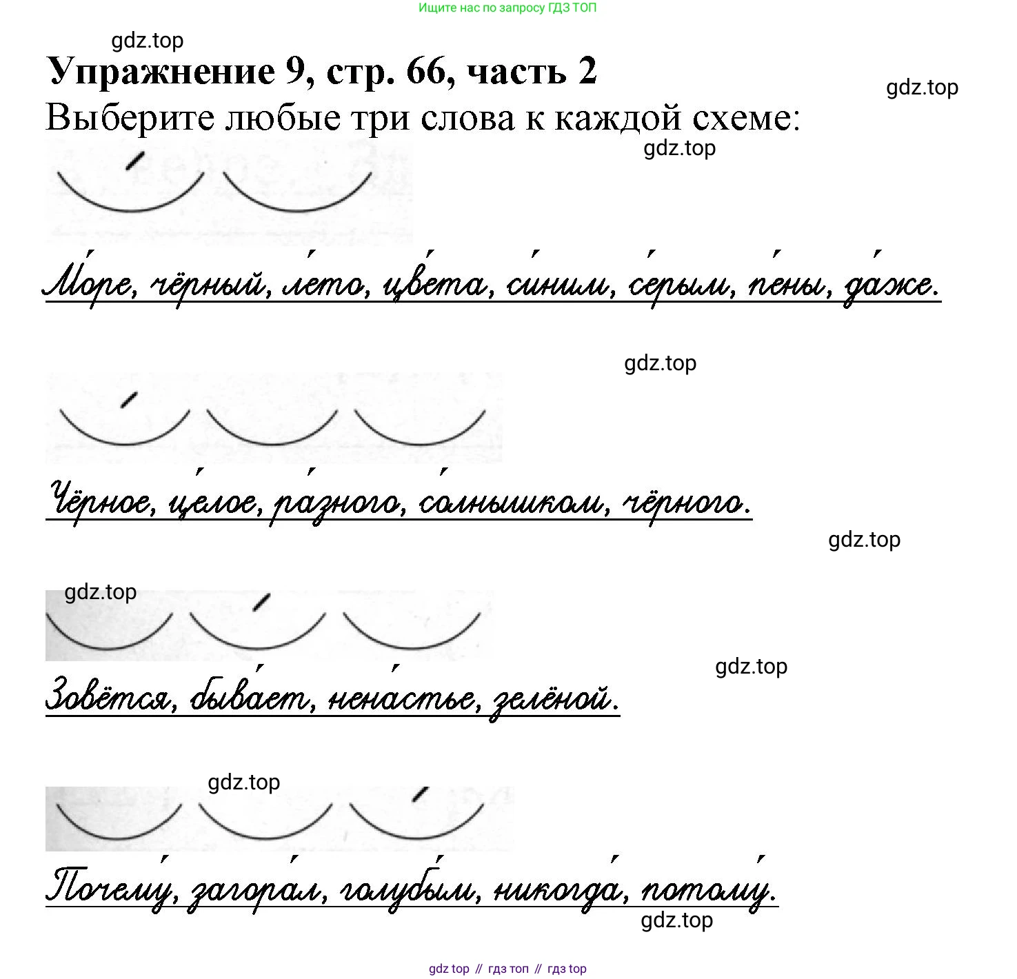 Русский язык, 1 класс рабочая тетрадь, авторы: Иванов Станислав Викторович, Евдокимова Антонина Олеговна, Кузнецова Елена Николаевна, издательство Просвещение, Москва, 2023, зелёного цвета, Часть 2, страница 66, номер 9, Решение