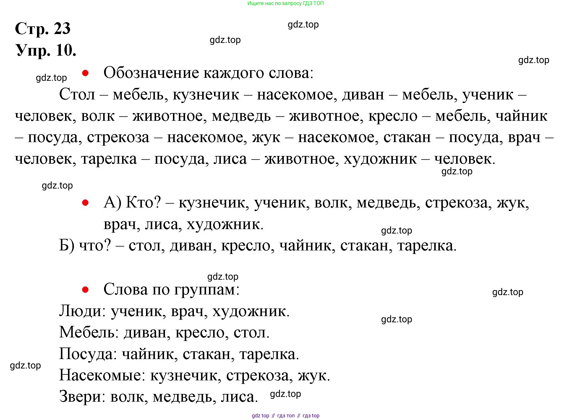ГДЗ Русский язык, 1 класс Учебник, авторы: Канакина Валентина Павловна, Горецкий Всеслав Гаврилович, издательство Просвещение, Москва, 2023, белого цвета, страница 23, номер 10, Решение