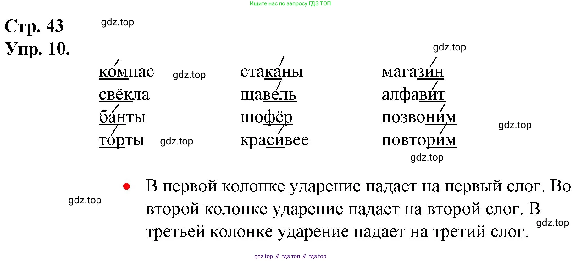 ГДЗ Русский язык, 1 класс Учебник, авторы: Канакина Валентина Павловна, Горецкий Всеслав Гаврилович, издательство Просвещение, Москва, 2023, белого цвета, страница 43, номер 10, Решение