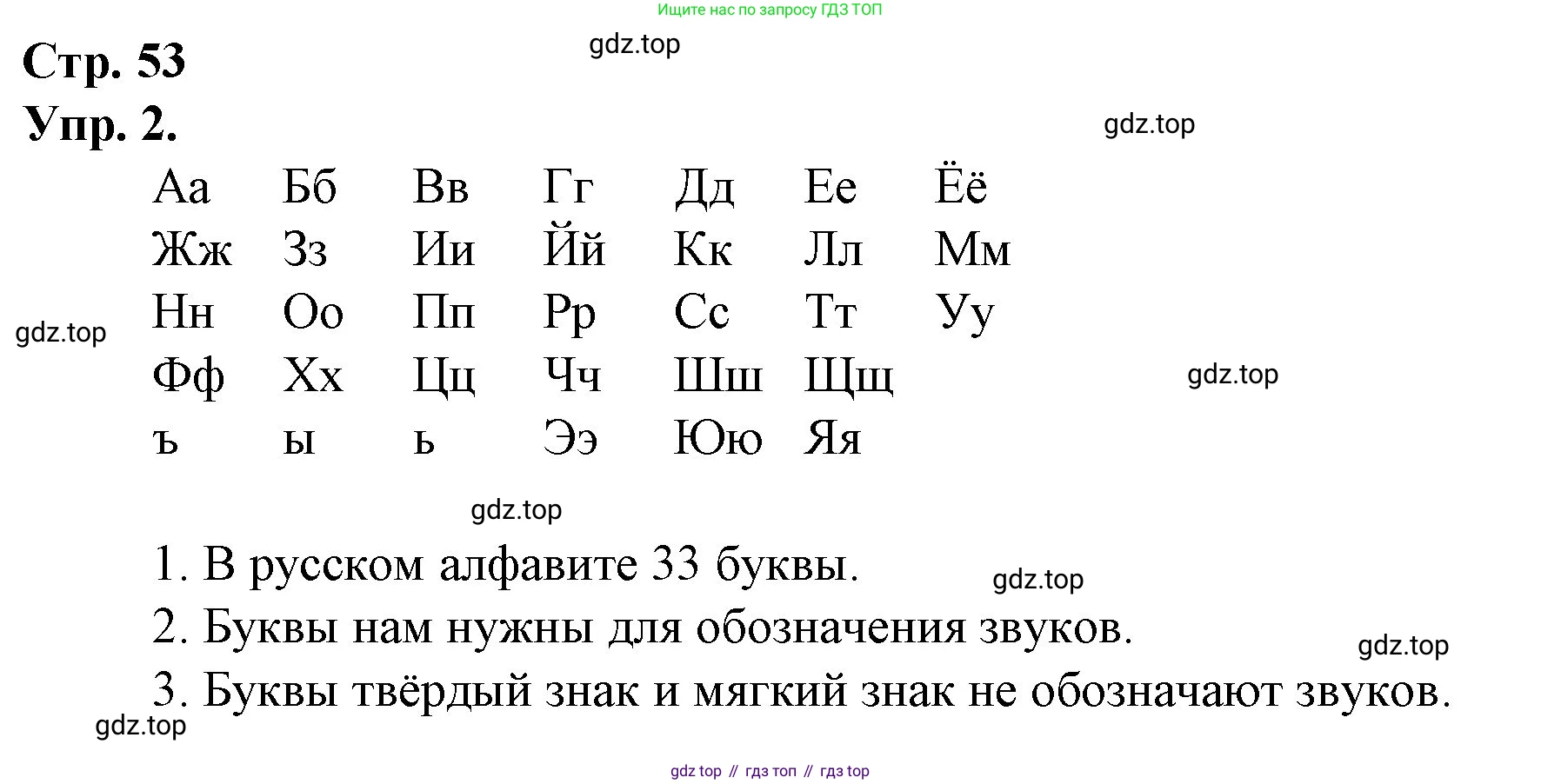 ГДЗ Русский язык, 1 класс Учебник, авторы: Канакина Валентина Павловна, Горецкий Всеслав Гаврилович, издательство Просвещение, Москва, 2023, белого цвета, страница 53, номер 2, Решение