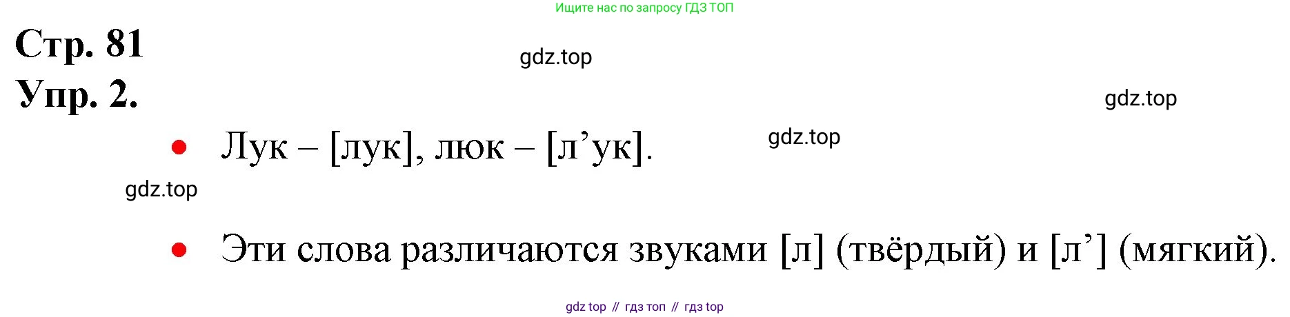 ГДЗ Русский язык, 1 класс Учебник, авторы: Канакина Валентина Павловна, Горецкий Всеслав Гаврилович, издательство Просвещение, Москва, 2023, белого цвета, страница 81, номер 2, Решение