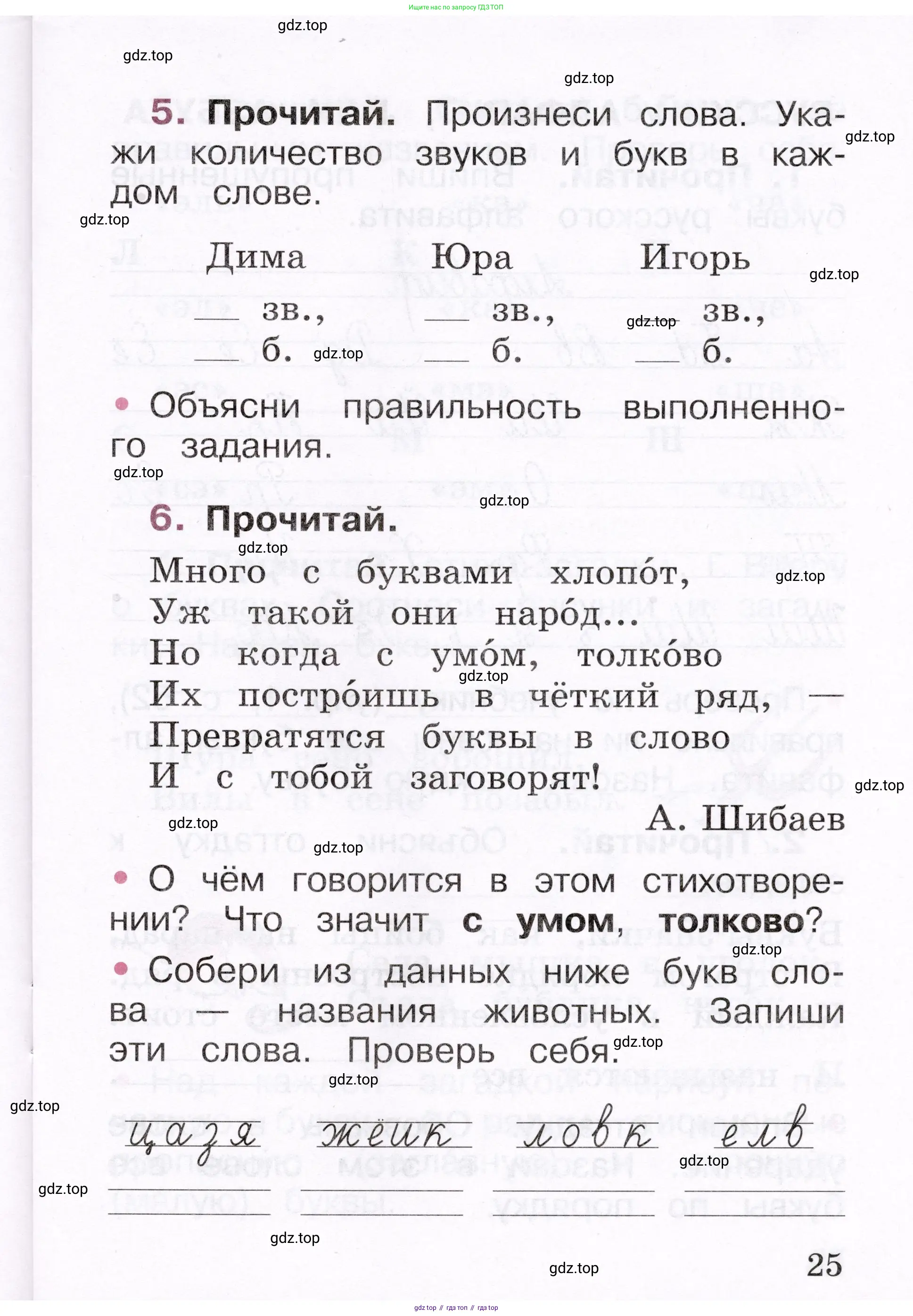 Русский язык, 1 класс рабочая тетрадь, автор: Канакина Валентина Павловна, издательство Просвещение, Москва, 2023, белого цвета, страница 25