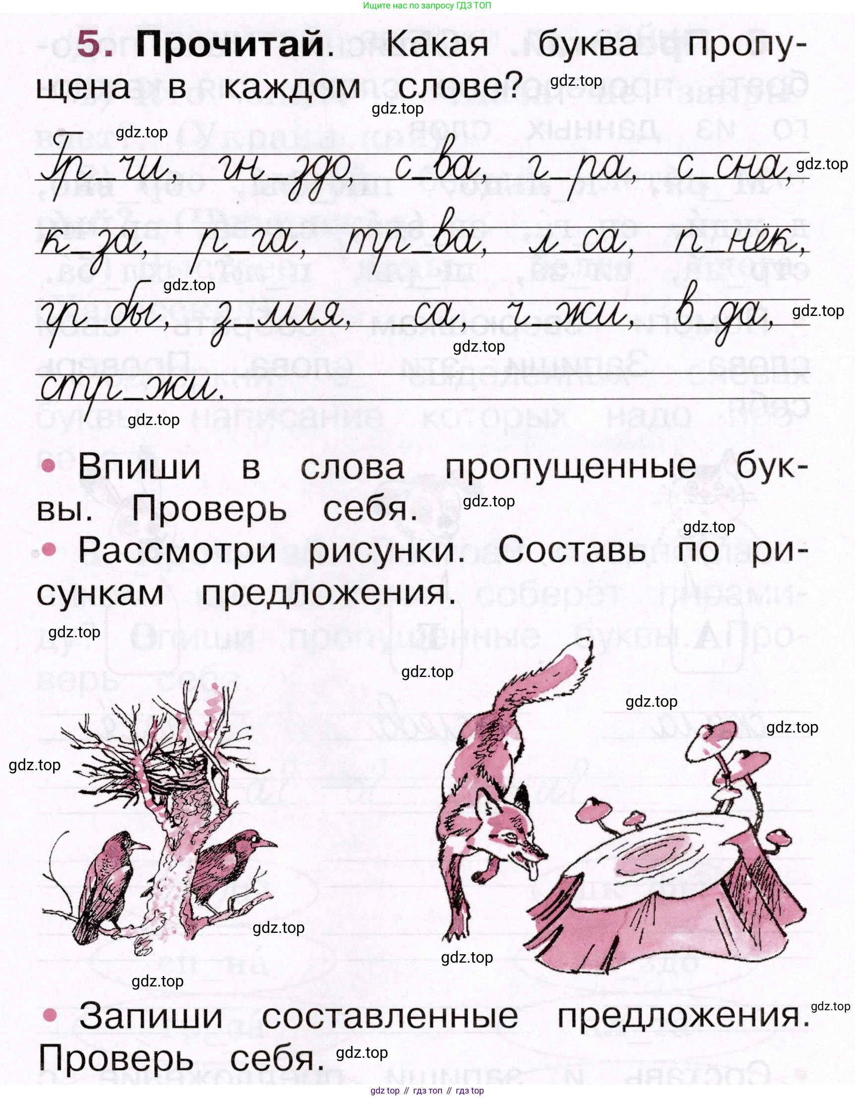 Русский язык, 1 класс рабочая тетрадь, автор: Канакина Валентина Павловна, издательство Просвещение, Москва, 2023, белого цвета, страница 35, номер 5, Условие
