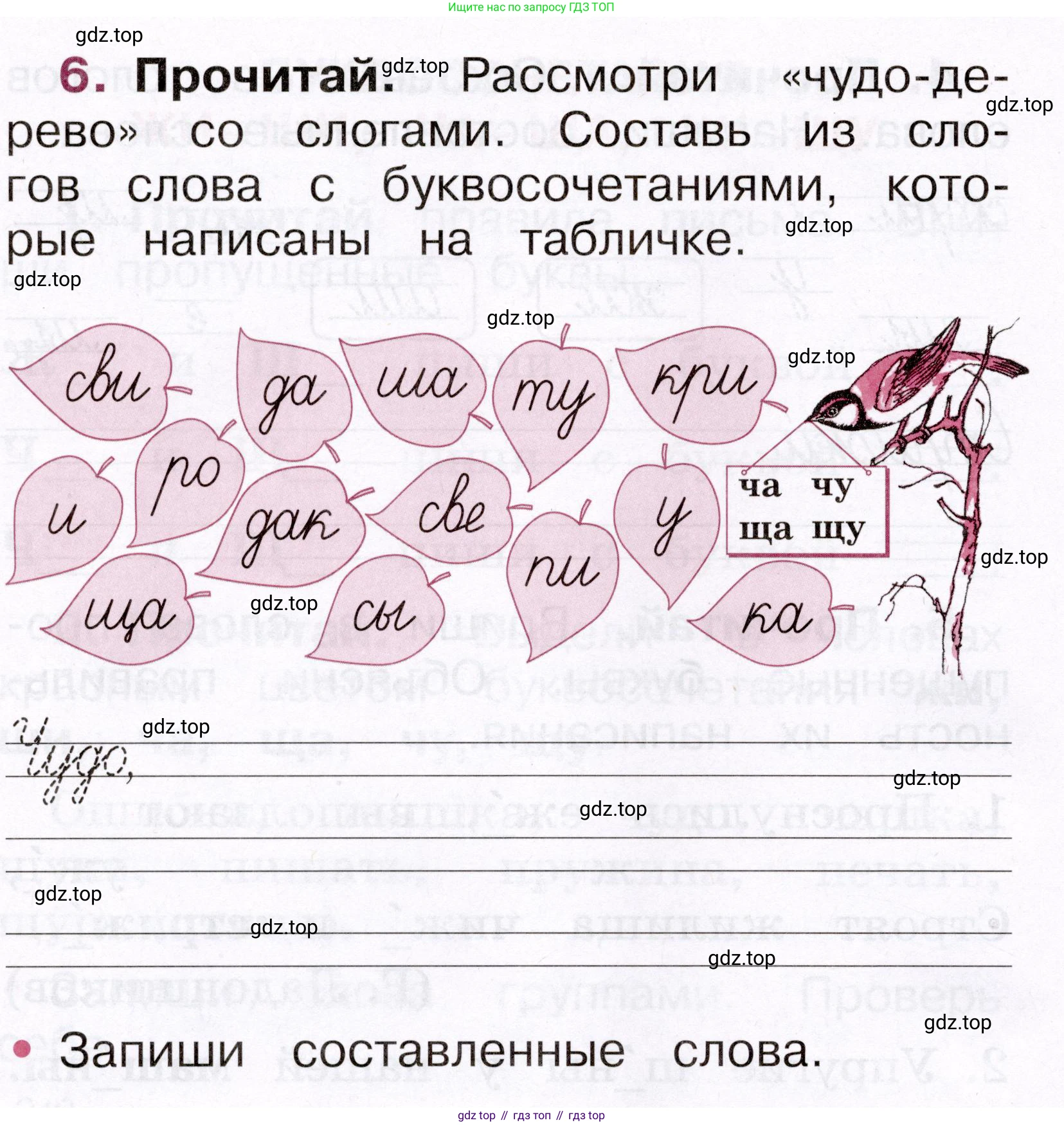 Русский язык, 1 класс рабочая тетрадь, автор: Канакина Валентина Павловна, издательство Просвещение, Москва, 2023, белого цвета, страница 58, номер 6, Условие