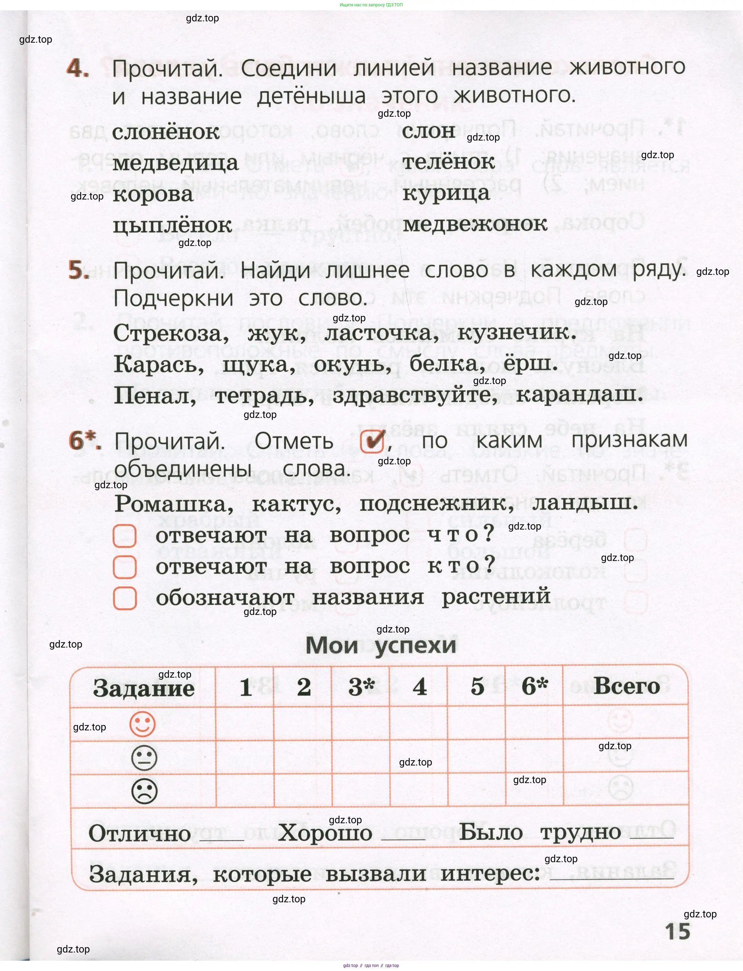 Русский язык, 1 класс Тетрадь учебных достижений, автор: Канакина Валентина Павловна, издательство Просвещение, Москва, 2023, белого цвета, страница 15