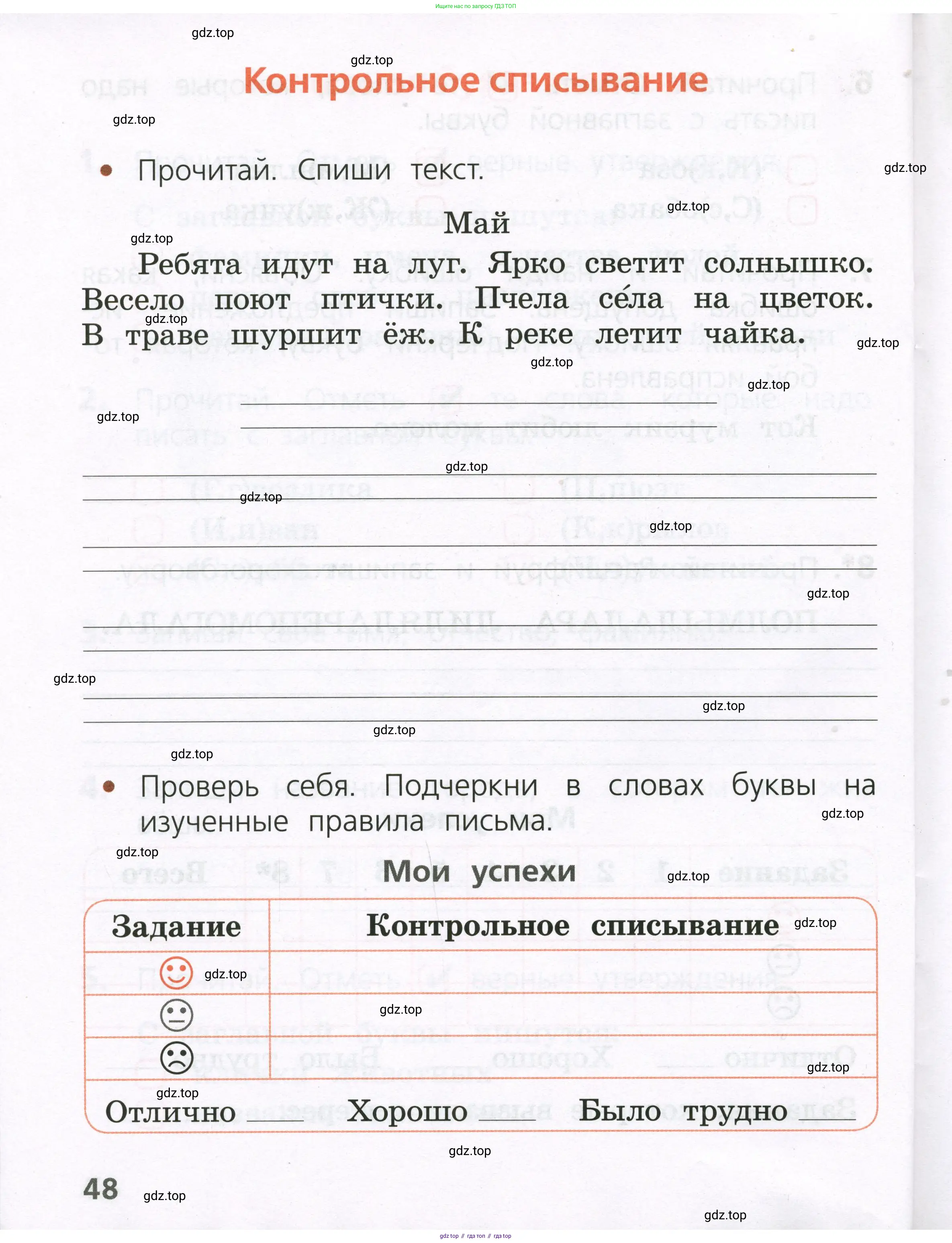 Русский язык, 1 класс Тетрадь учебных достижений, автор: Канакина Валентина Павловна, издательство Просвещение, Москва, 2023, белого цвета, страница 48