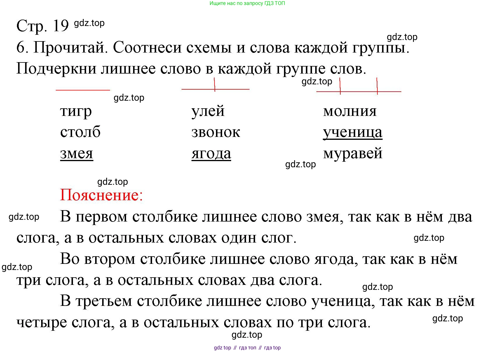 Русский язык, 1 класс Тетрадь учебных достижений, автор: Канакина Валентина Павловна, издательство Просвещение, Москва, 2023, белого цвета, страница 19, номер 6, Решение