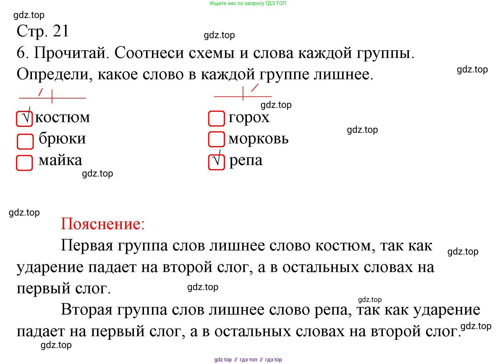 Русский язык, 1 класс Тетрадь учебных достижений, автор: Канакина Валентина Павловна, издательство Просвещение, Москва, 2023, белого цвета, страница 21, номер 6, Решение