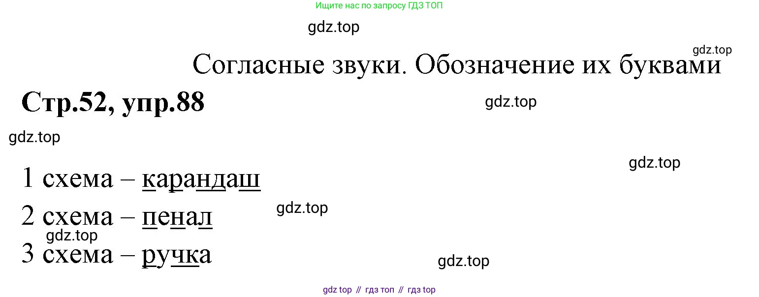 Русский язык, 1 класс Учебник, авторы: Климанова Людмила Федоровна, Макеева Светлана Григорьевна, Бабушкина Татьяна Владимировна, издательство Просвещение, Москва, 2023, белого цвета, страница 52, номер 88, Решение 2023