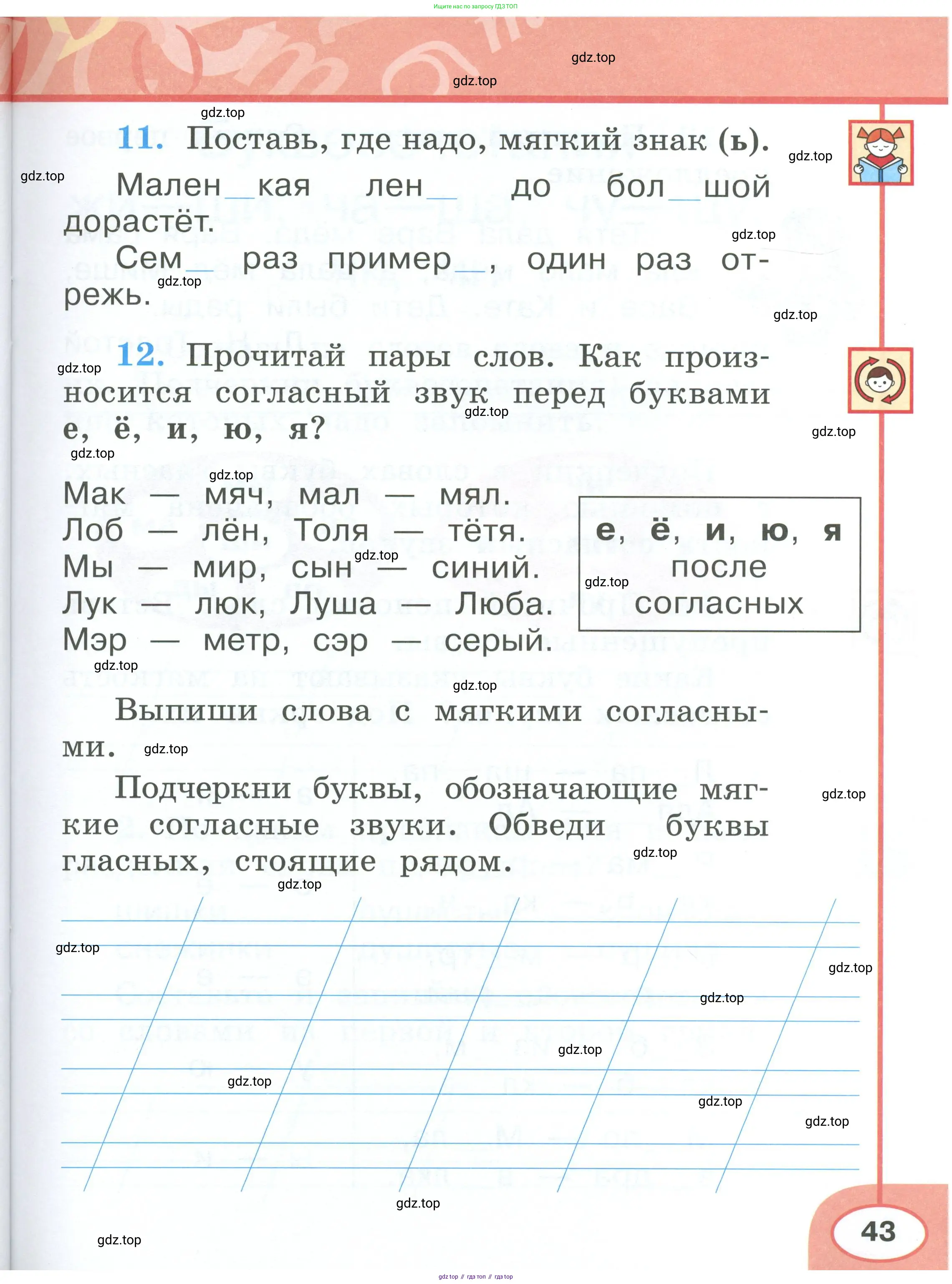 Русский язык, 1 класс рабочая тетрадь, авторы: Климанова Людмила Федоровна, Бабушкина Татьяна Владимировна, издательство Просвещение, Москва, 2023, белого цвета, страница 43