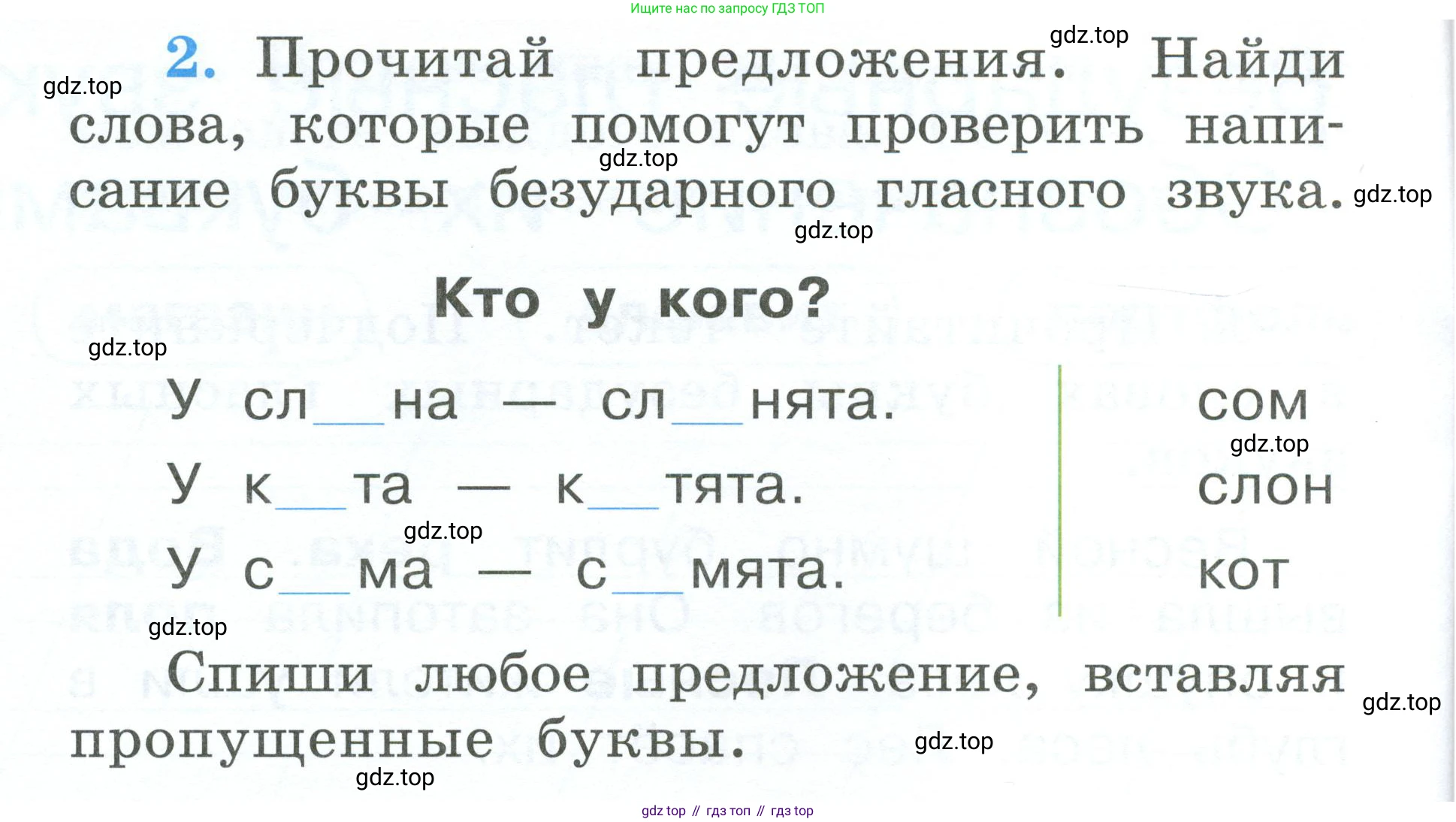 Русский язык, 1 класс рабочая тетрадь, авторы: Климанова Людмила Федоровна, Бабушкина Татьяна Владимировна, издательство Просвещение, Москва, 2023, белого цвета, страница 36, номер 2, Условие