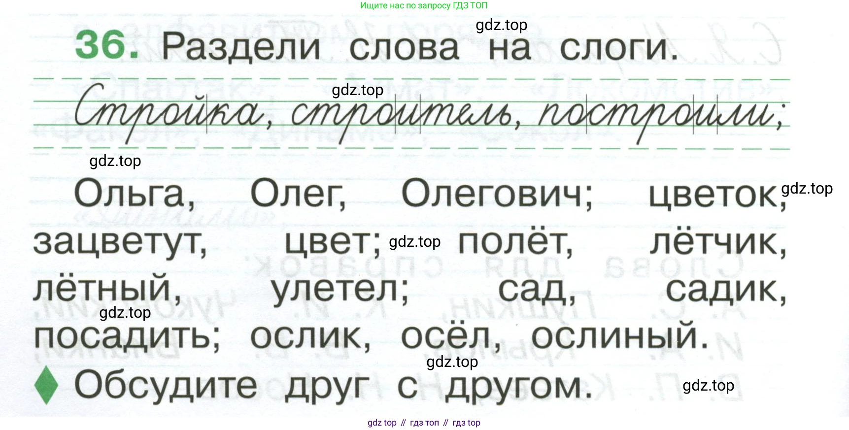 Русский язык, 1 класс рабочая тетрадь, авторы: Рамзаева Тамара Григорьевна, Савинкина Людмила Павловна, издательство Просвещение, Москва, 2023, зелёного цвета, страница 28, номер 36, Условие
