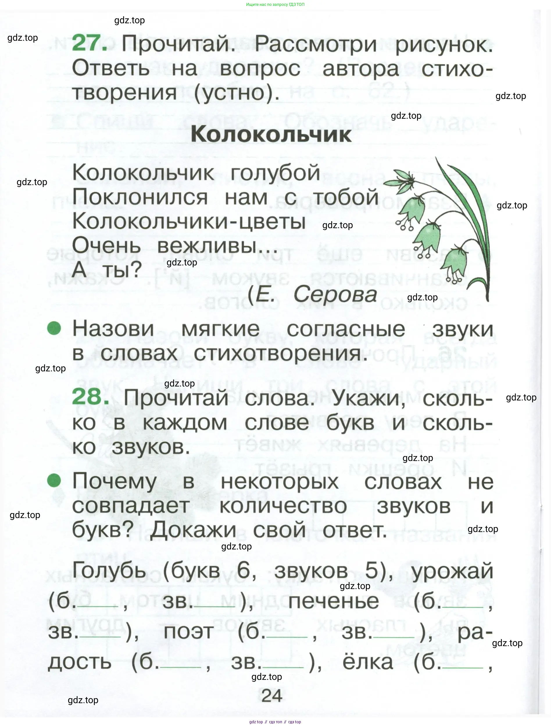 Русский язык, 1 класс рабочая тетрадь, авторы: Рамзаева Тамара Григорьевна, Савинкина Людмила Павловна, издательство Просвещение, Москва, 2023, зелёного цвета, страница 24