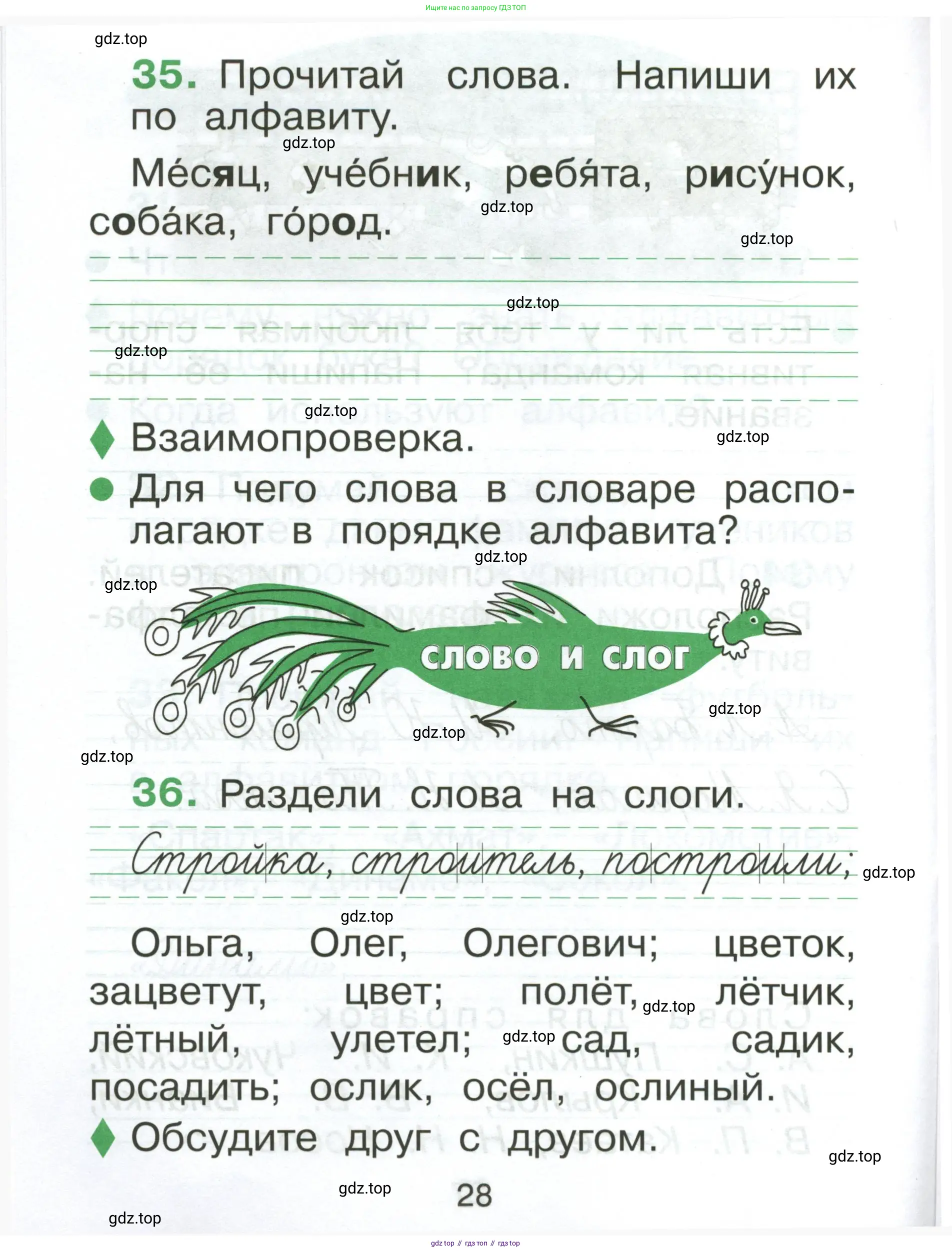 Русский язык, 1 класс рабочая тетрадь, авторы: Рамзаева Тамара Григорьевна, Савинкина Людмила Павловна, издательство Просвещение, Москва, 2023, зелёного цвета, страница 28