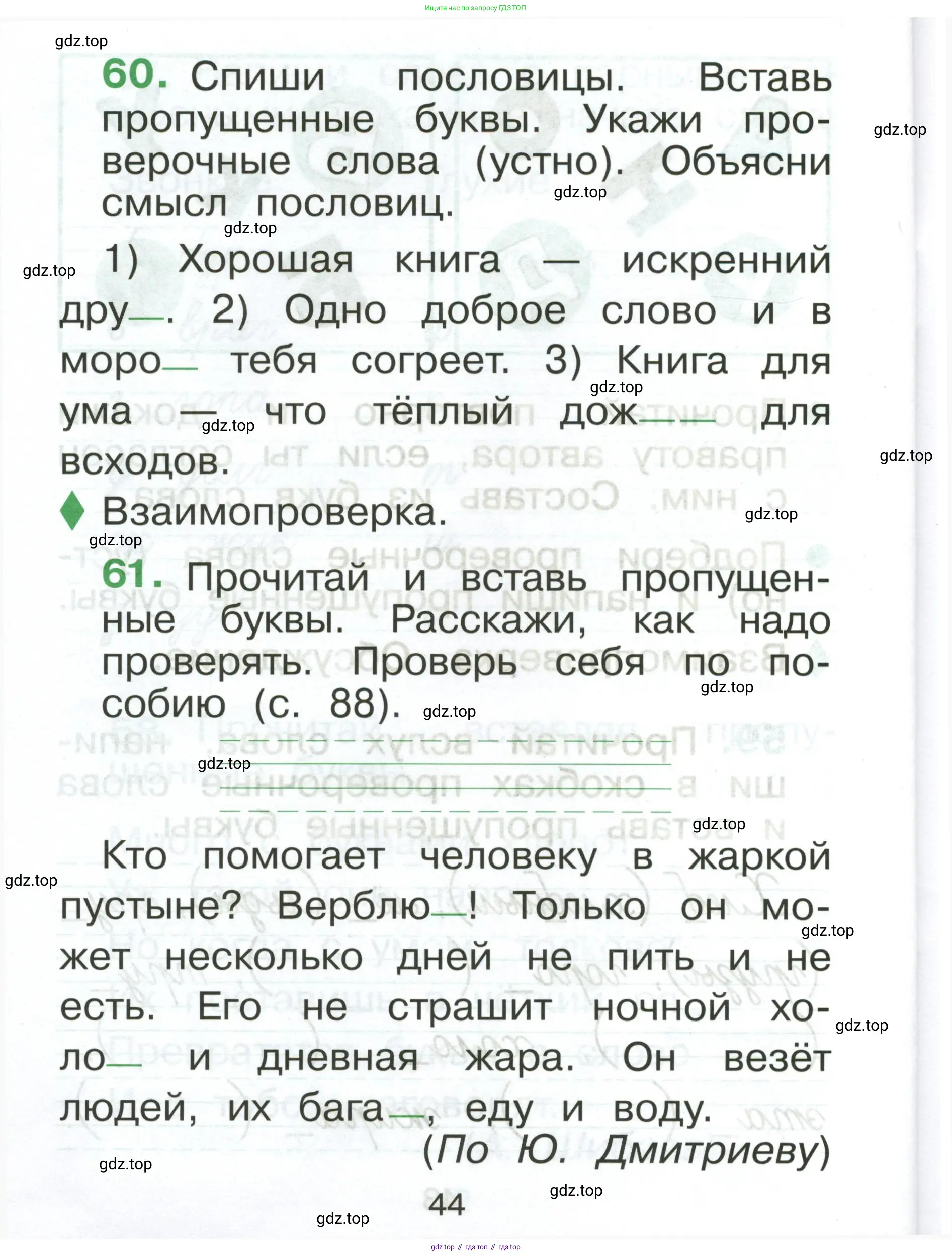 Русский язык, 1 класс рабочая тетрадь, авторы: Рамзаева Тамара Григорьевна, Савинкина Людмила Павловна, издательство Просвещение, Москва, 2023, зелёного цвета, страница 44