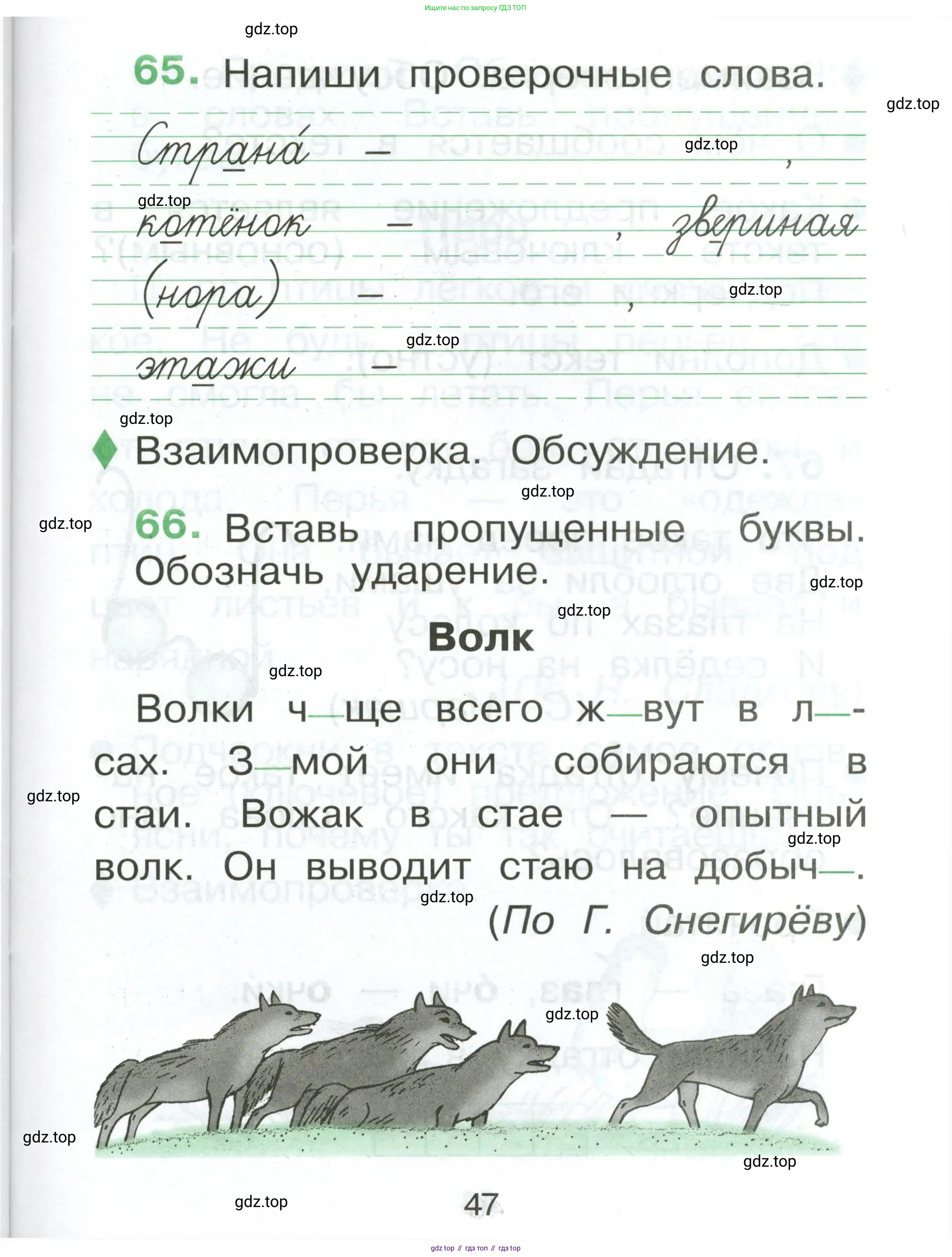Русский язык, 1 класс рабочая тетрадь, авторы: Рамзаева Тамара Григорьевна, Савинкина Людмила Павловна, издательство Просвещение, Москва, 2023, зелёного цвета, страница 47