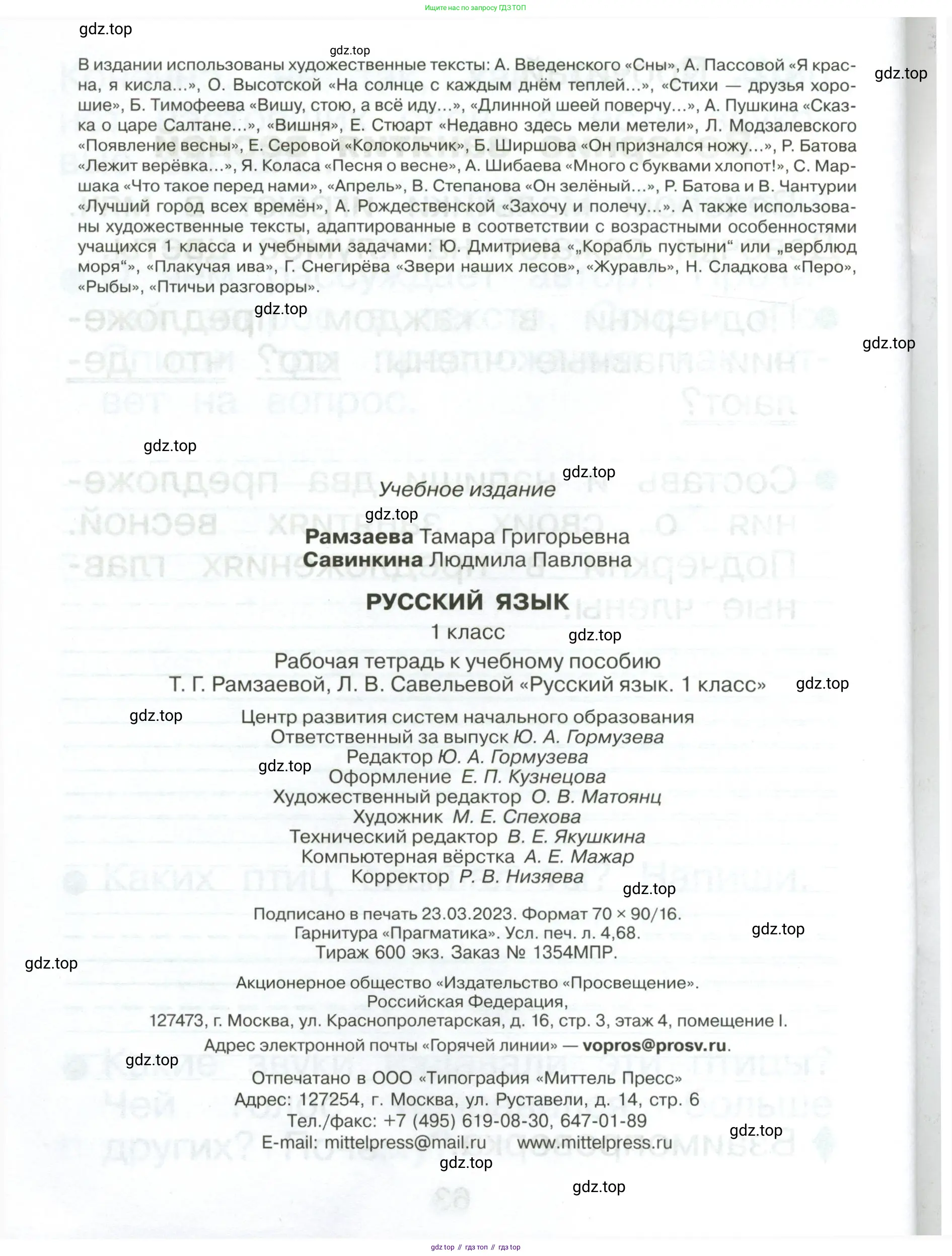 Русский язык, 1 класс рабочая тетрадь, авторы: Рамзаева Тамара Григорьевна, Савинкина Людмила Павловна, издательство Просвещение, Москва, 2023, зелёного цвета, страница 64