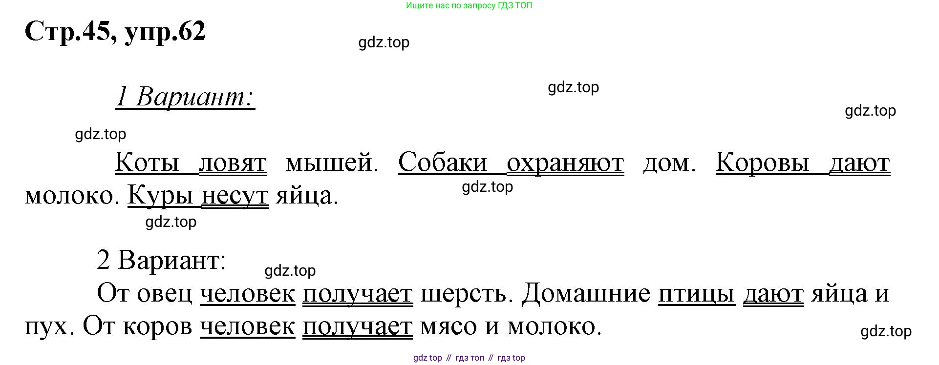 Русский язык, 1 класс рабочая тетрадь, авторы: Рамзаева Тамара Григорьевна, Савинкина Людмила Павловна, издательство Просвещение, Москва, 2023, зелёного цвета, страница 45, номер 62, Решение