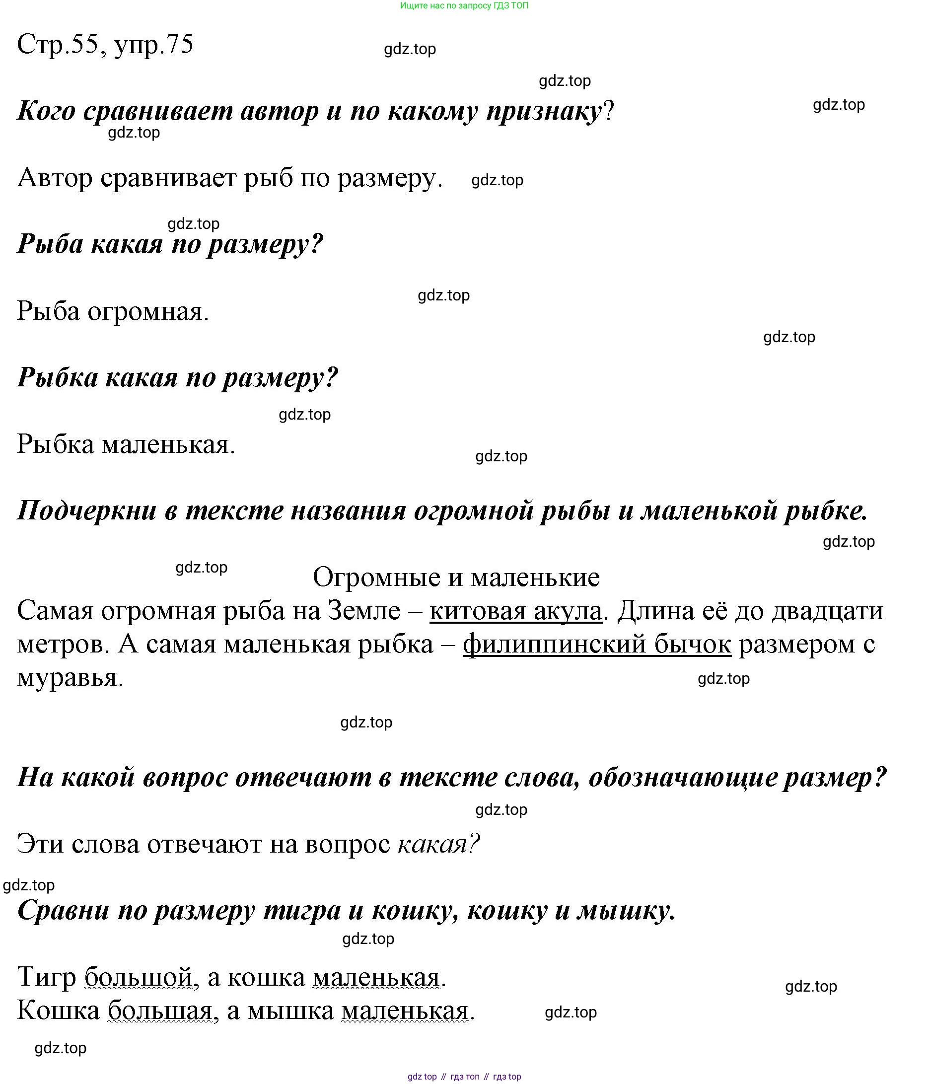 Русский язык, 1 класс рабочая тетрадь, авторы: Рамзаева Тамара Григорьевна, Савинкина Людмила Павловна, издательство Просвещение, Москва, 2023, зелёного цвета, страница 55, номер 75, Решение