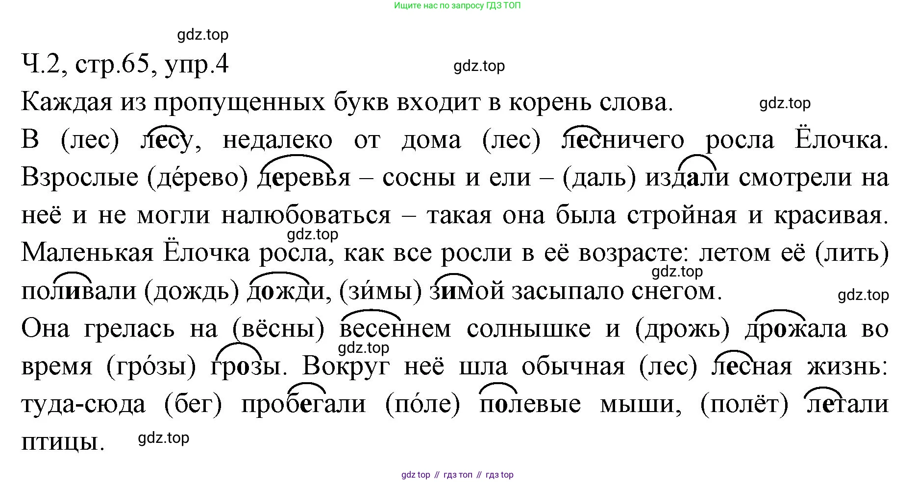 ГДЗ Русский язык, 2 класс Учебник, авторы: Иванов Станислав Викторович, Евдокимова Антонина Олеговна, Кузнецова Марина Ивановна, Петленко Лидия Владимировна, Романова Владислава Юрьевна, издательство Просвещение, Москва, 2023, Часть 2, страница 65, номер 4, Решение