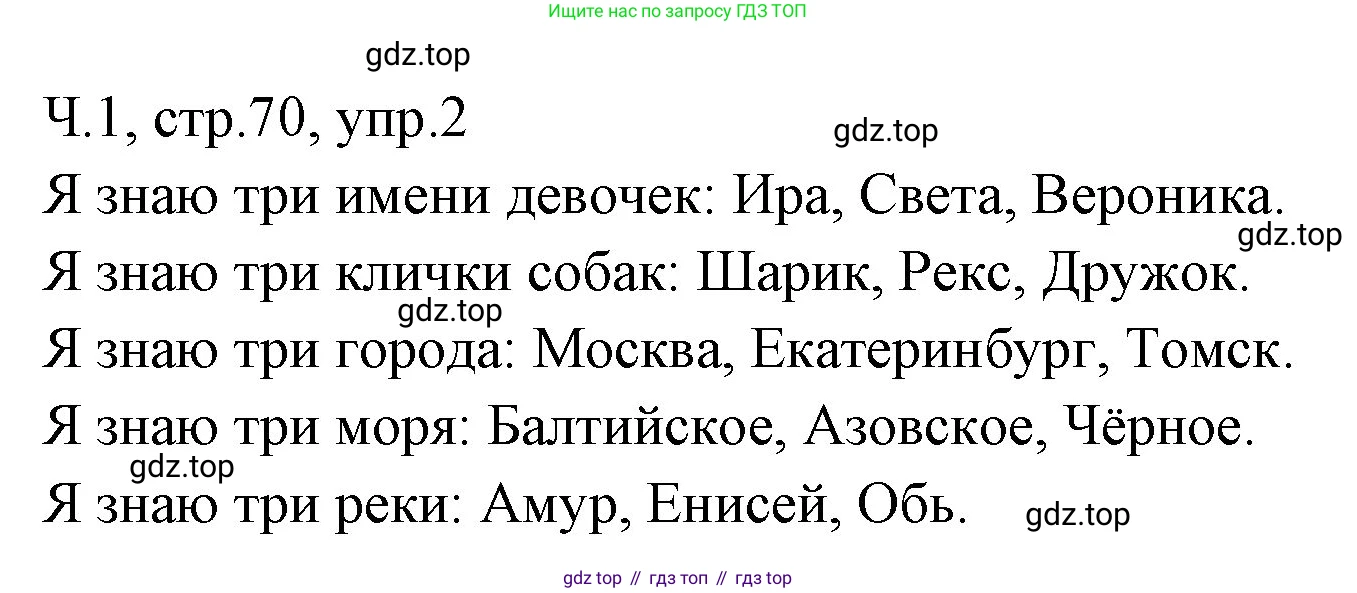 ГДЗ Русский язык, 2 класс Учебник, авторы: Иванов Станислав Викторович, Евдокимова Антонина Олеговна, Кузнецова Марина Ивановна, Петленко Лидия Владимировна, Романова Владислава Юрьевна, издательство Просвещение, Москва, 2023, Часть 1, страница 70, номер 2, Решение