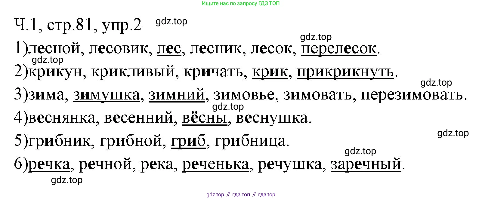 ГДЗ Русский язык, 2 класс Учебник, авторы: Иванов Станислав Викторович, Евдокимова Антонина Олеговна, Кузнецова Марина Ивановна, Петленко Лидия Владимировна, Романова Владислава Юрьевна, издательство Просвещение, Москва, 2023, Часть 1, страница 81, номер 2, Решение