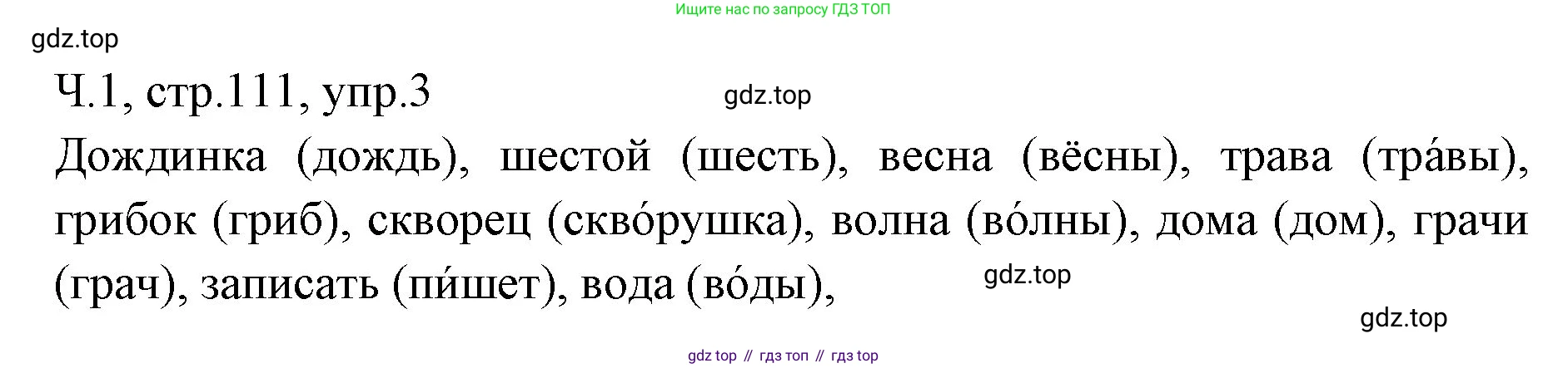 ГДЗ Русский язык, 2 класс Учебник, авторы: Иванов Станислав Викторович, Евдокимова Антонина Олеговна, Кузнецова Марина Ивановна, Петленко Лидия Владимировна, Романова Владислава Юрьевна, издательство Просвещение, Москва, 2023, Часть 1, страница 111, номер 3, Решение