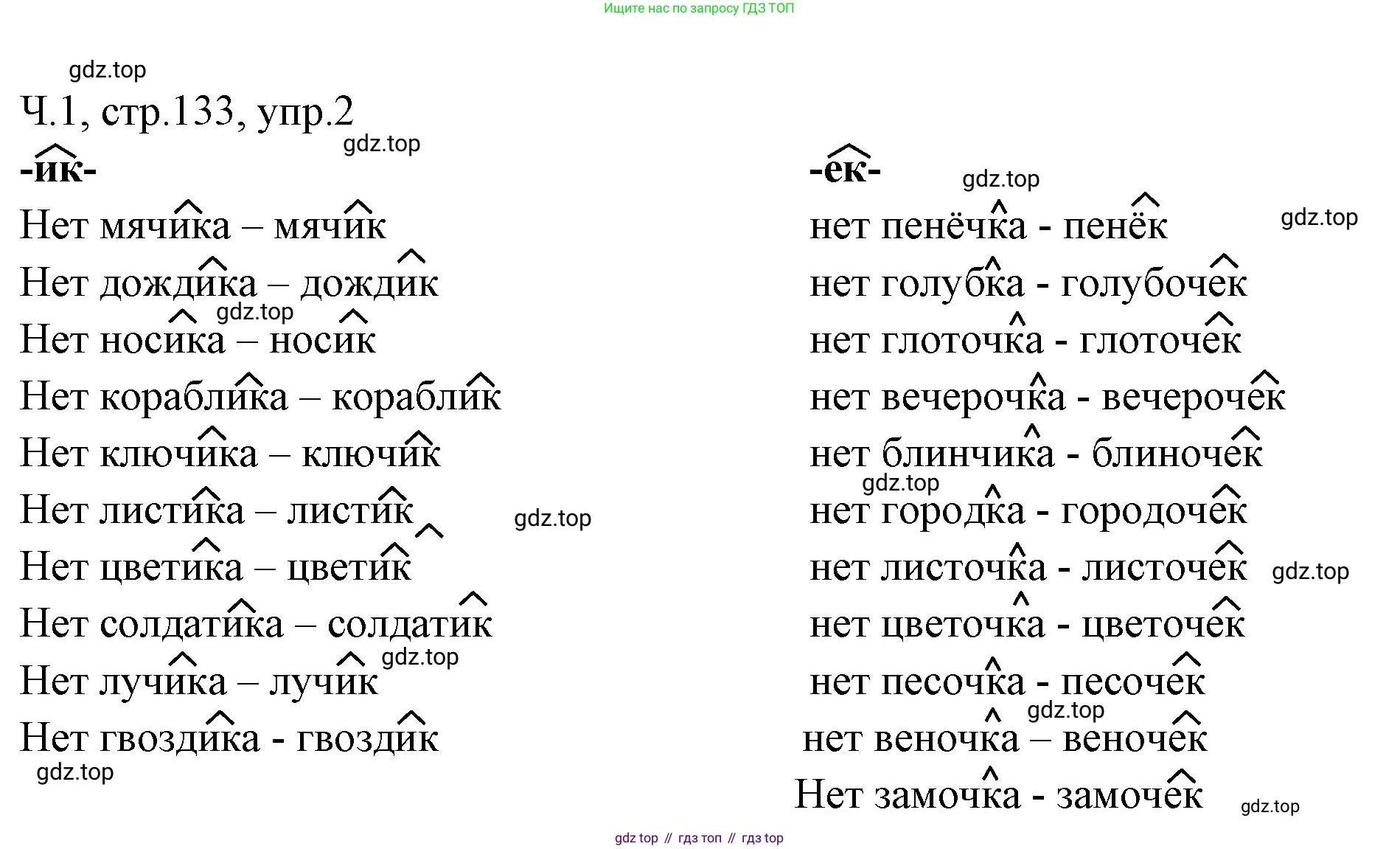 ГДЗ Русский язык, 2 класс Учебник, авторы: Иванов Станислав Викторович, Евдокимова Антонина Олеговна, Кузнецова Марина Ивановна, Петленко Лидия Владимировна, Романова Владислава Юрьевна, издательство Просвещение, Москва, 2023, Часть 1, страница 133, номер 2, Решение
