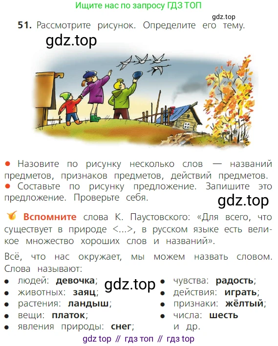 ГДЗ Русский язык, 2 класс Учебник, авторы: Канакина Валентина Павловна, Горецкий Всеслав Гаврилович, издательство Просвещение, Москва, 2023, белого цвета, Часть 1, страница 42, номер 51, Условие