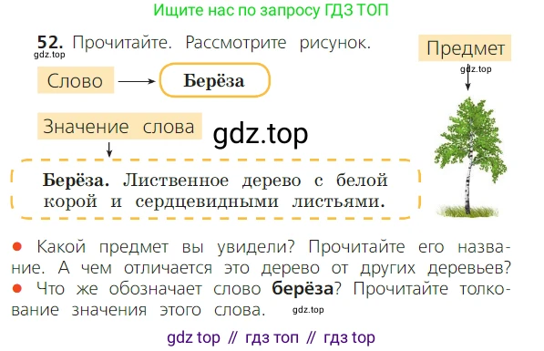 ГДЗ Русский язык, 2 класс Учебник, авторы: Канакина Валентина Павловна, Горецкий Всеслав Гаврилович, издательство Просвещение, Москва, 2023, белого цвета, Часть 1, страница 43, номер 52, Условие