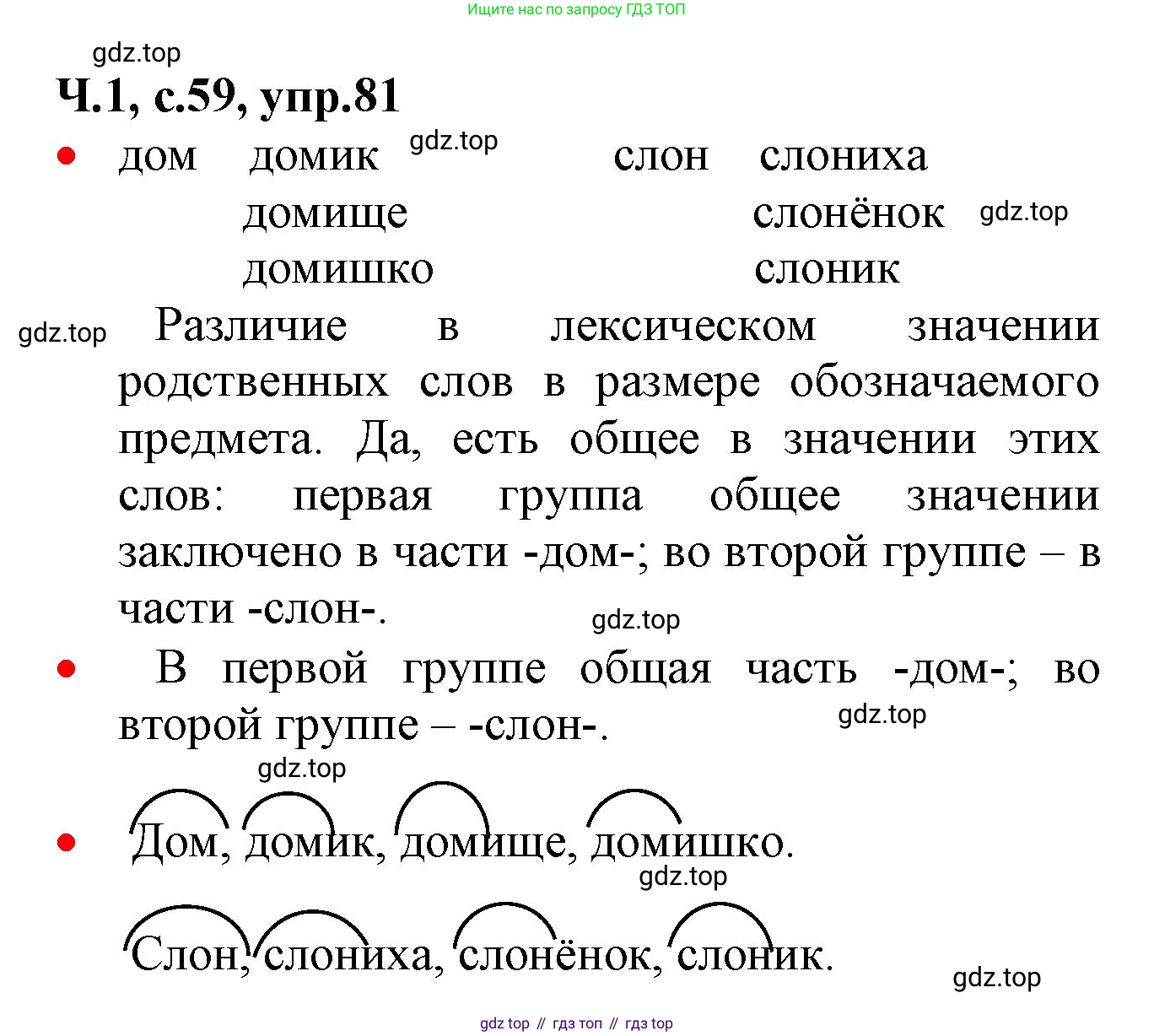 ГДЗ Русский язык, 2 класс Учебник, авторы: Канакина Валентина Павловна, Горецкий Всеслав Гаврилович, издательство Просвещение, Москва, 2023, белого цвета, Часть 1, страница 59, номер 81, Решение