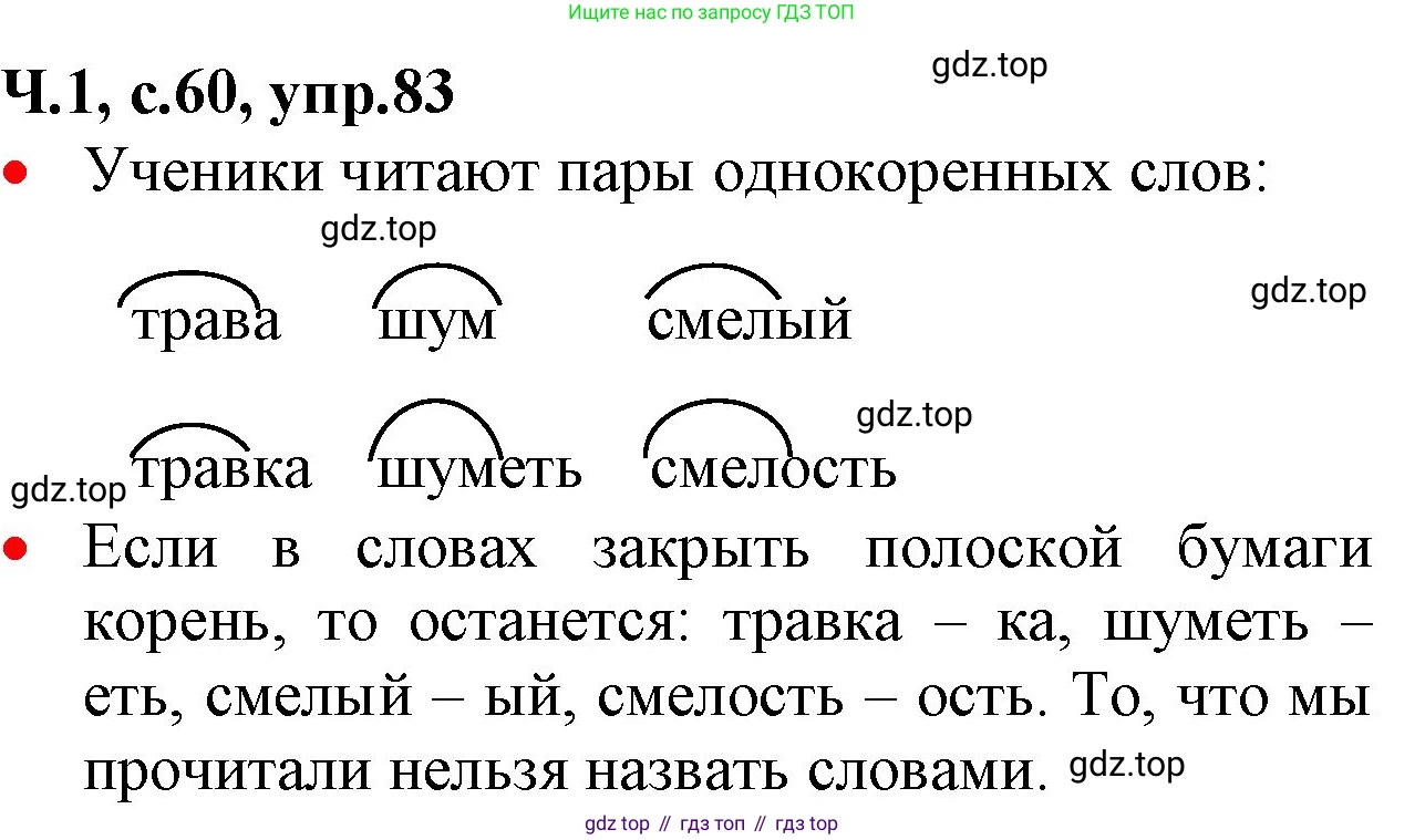 ГДЗ Русский язык, 2 класс Учебник, авторы: Канакина Валентина Павловна, Горецкий Всеслав Гаврилович, издательство Просвещение, Москва, 2023, белого цвета, Часть 1, страница 60, номер 83, Решение