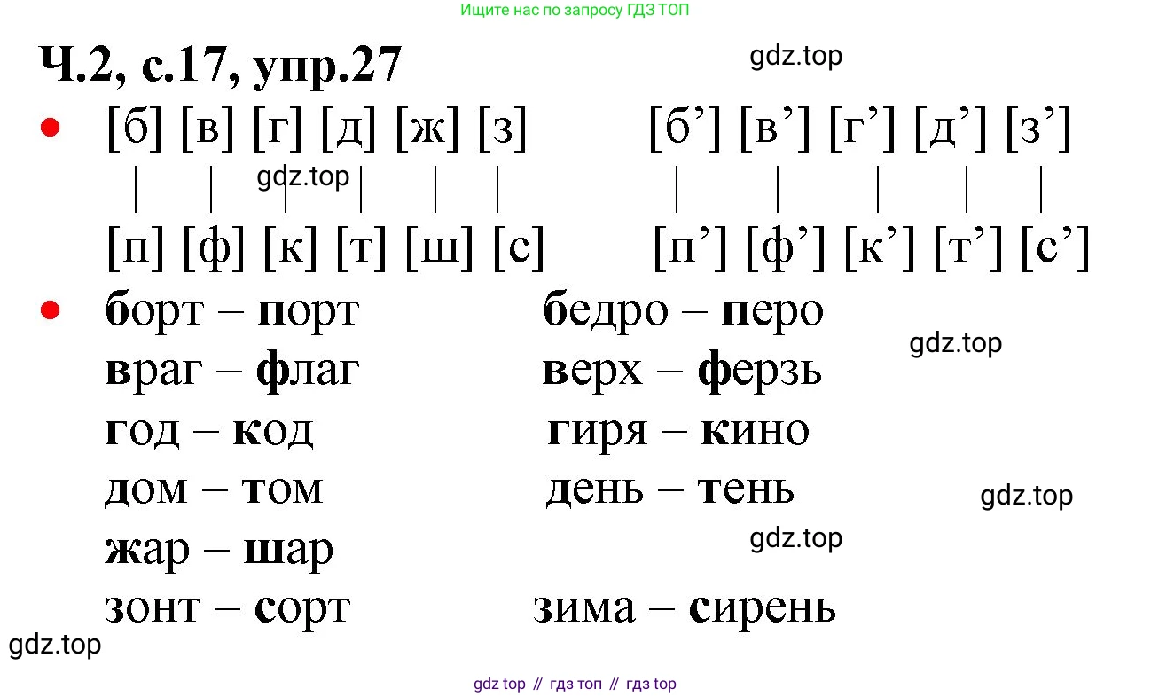 ГДЗ Русский язык, 2 класс Учебник, авторы: Канакина Валентина Павловна, Горецкий Всеслав Гаврилович, издательство Просвещение, Москва, 2023, белого цвета, Часть 2, страница 17, номер 27, Решение