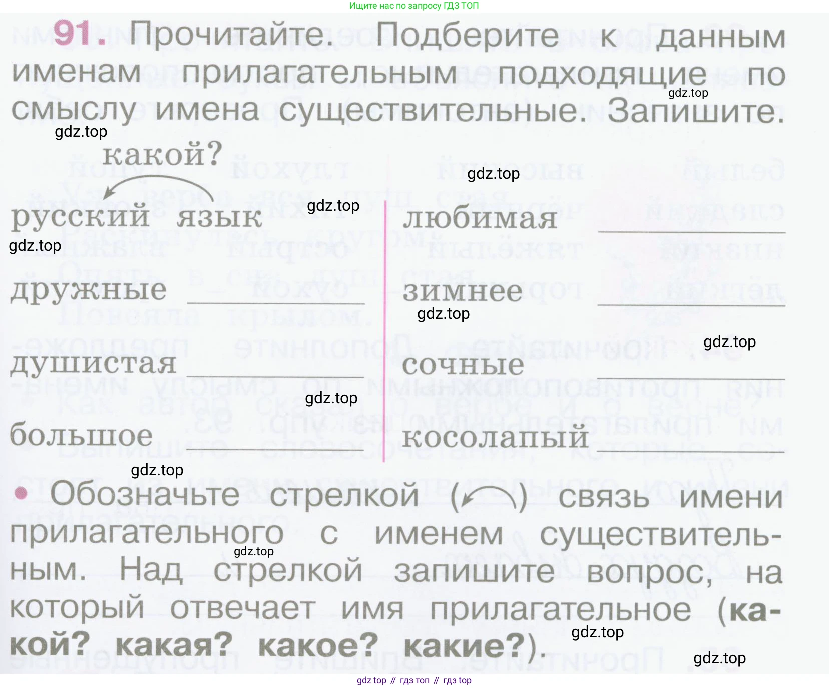Русский язык, 2 класс рабочая тетрадь, автор: Канакина Валентина Павловна, издательство Просвещение, Москва, 2023, белого цвета, Часть 2, страница 43, номер 91, Условие
