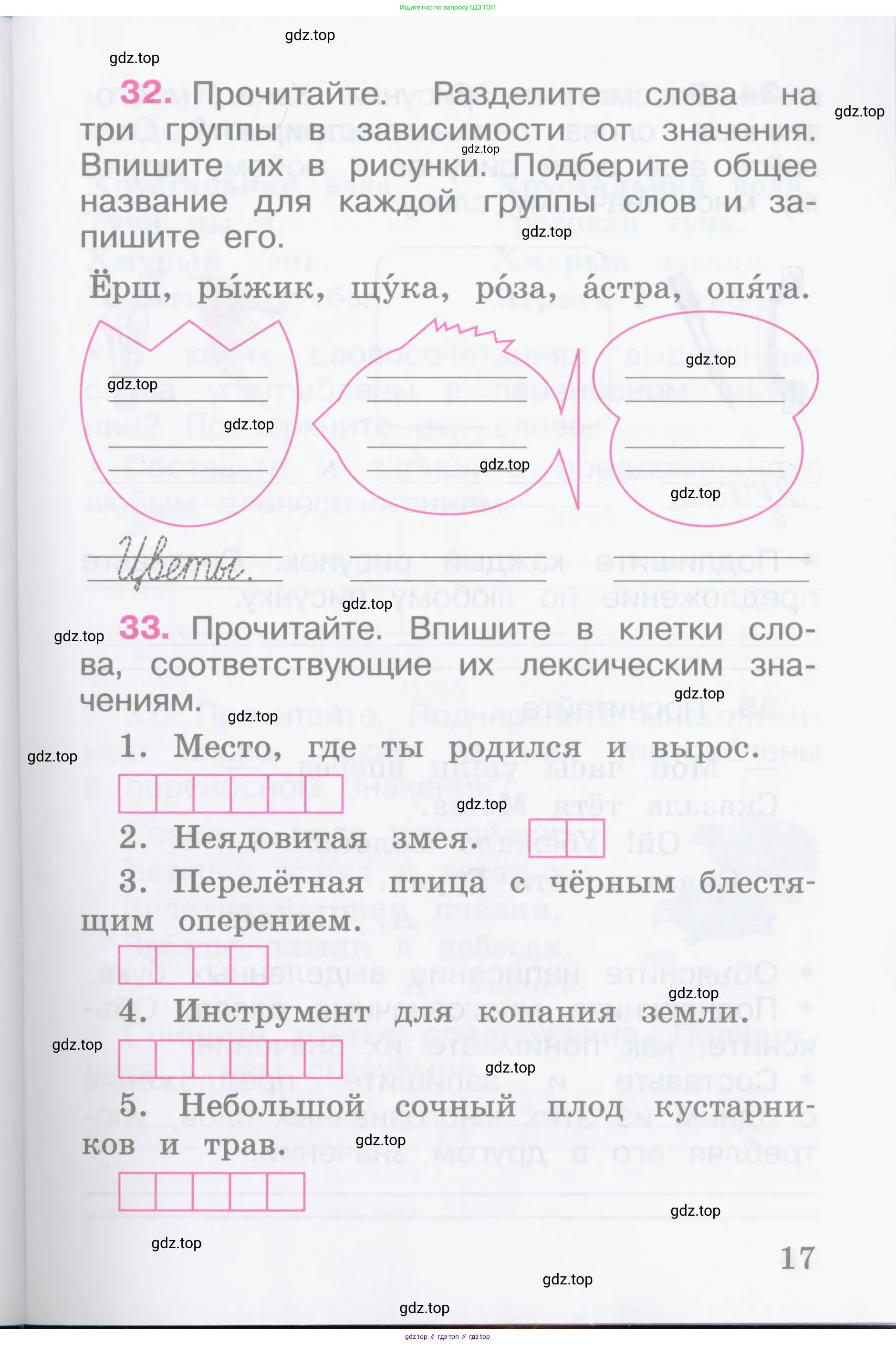 Русский язык, 2 класс рабочая тетрадь, автор: Канакина Валентина Павловна, издательство Просвещение, Москва, 2023, белого цвета, Часть 1, страница 17