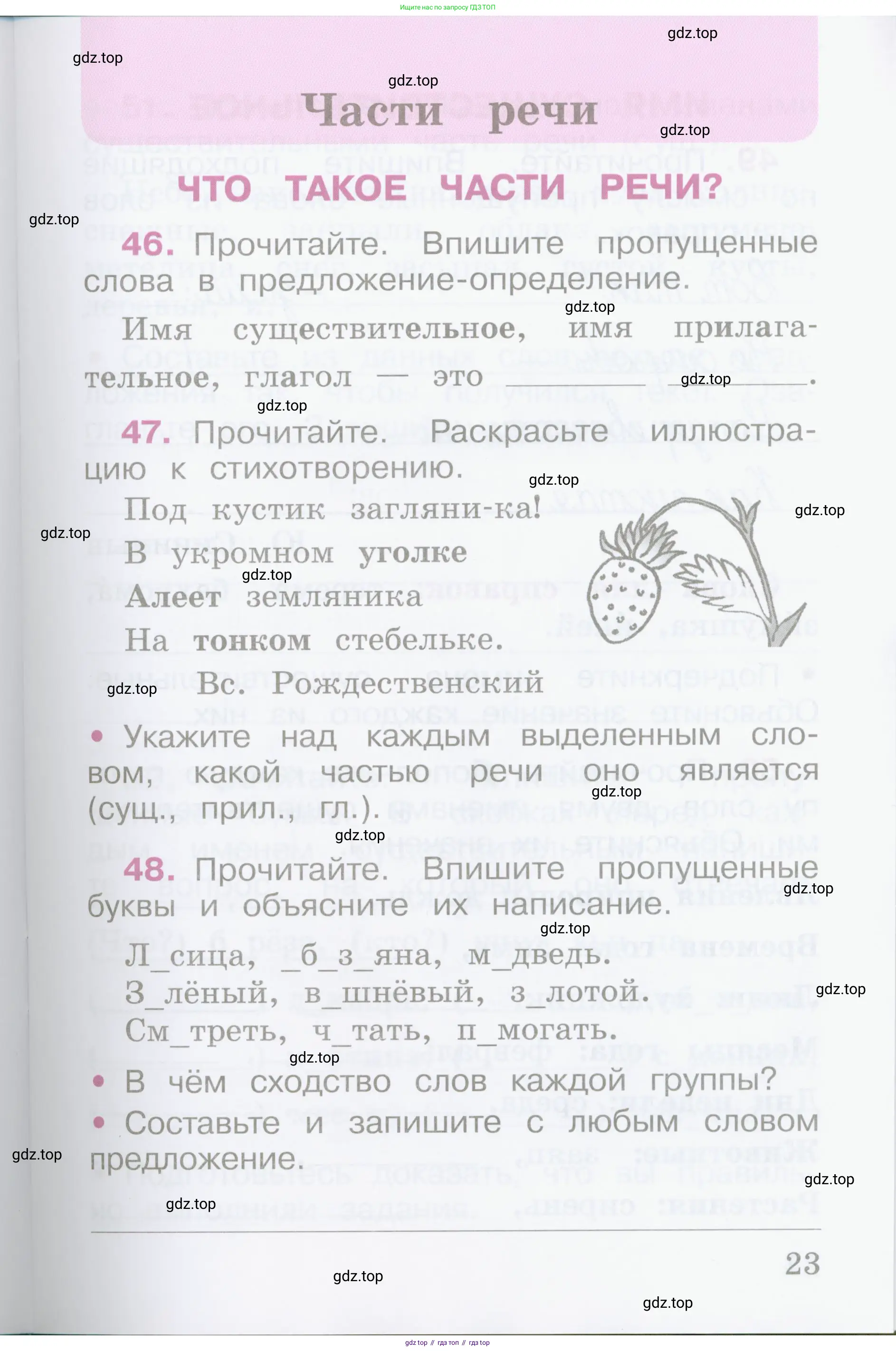 Русский язык, 2 класс рабочая тетрадь, автор: Канакина Валентина Павловна, издательство Просвещение, Москва, 2023, белого цвета, Часть 1, страница 23