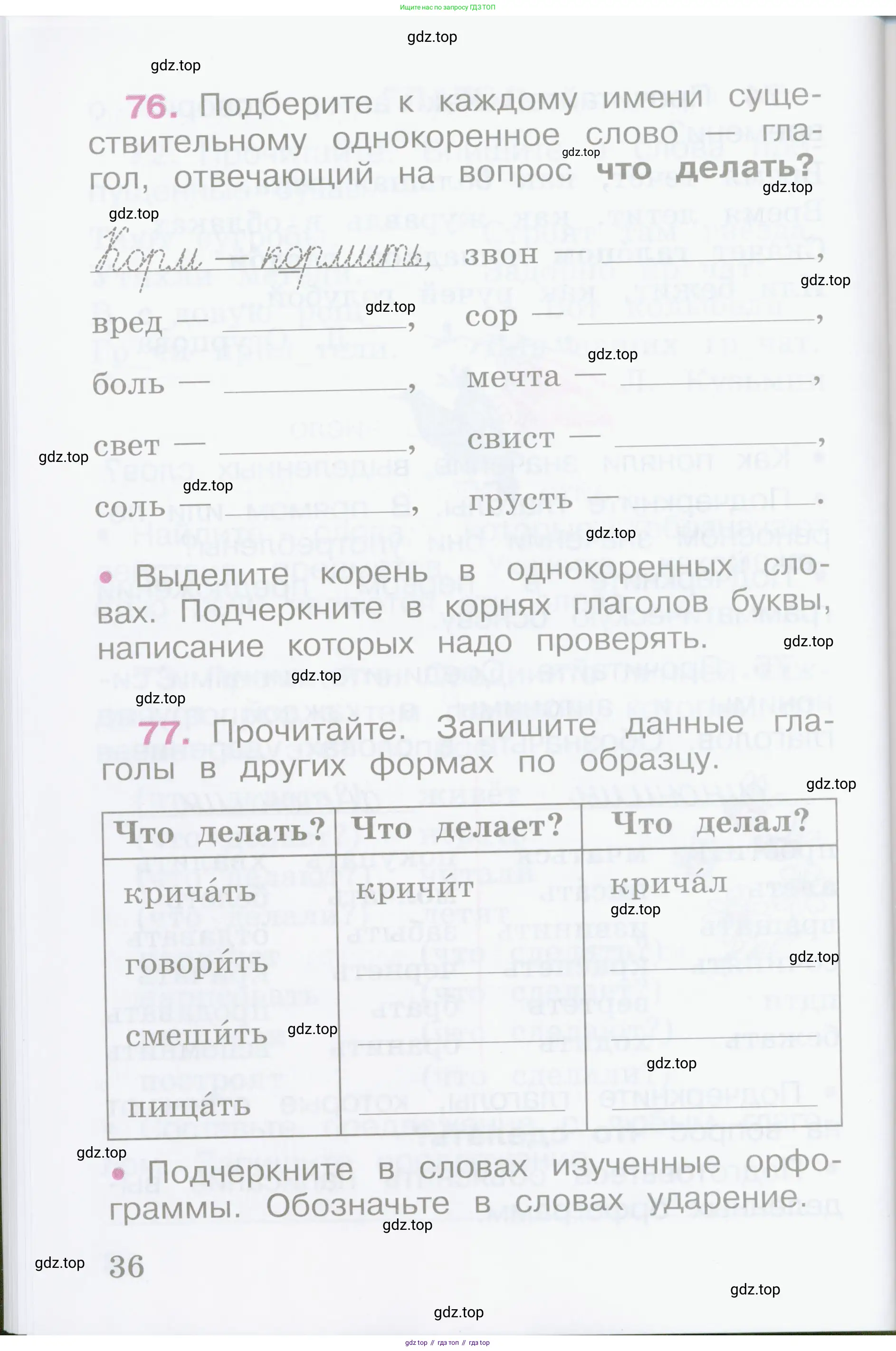 Русский язык, 2 класс рабочая тетрадь, автор: Канакина Валентина Павловна, издательство Просвещение, Москва, 2023, белого цвета, Часть 1, страница 36