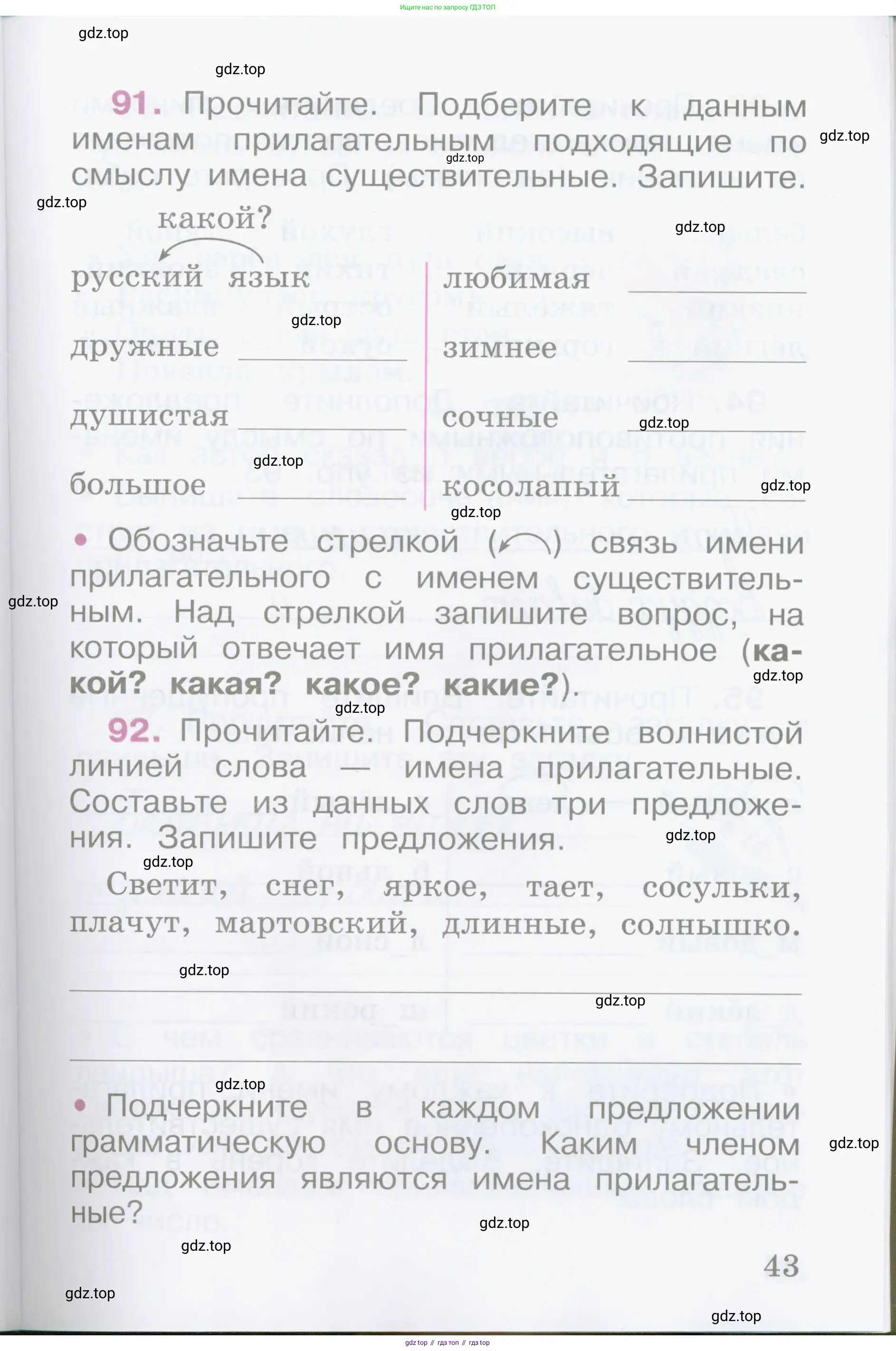 Русский язык, 2 класс рабочая тетрадь, автор: Канакина Валентина Павловна, издательство Просвещение, Москва, 2023, белого цвета, Часть 1, страница 43