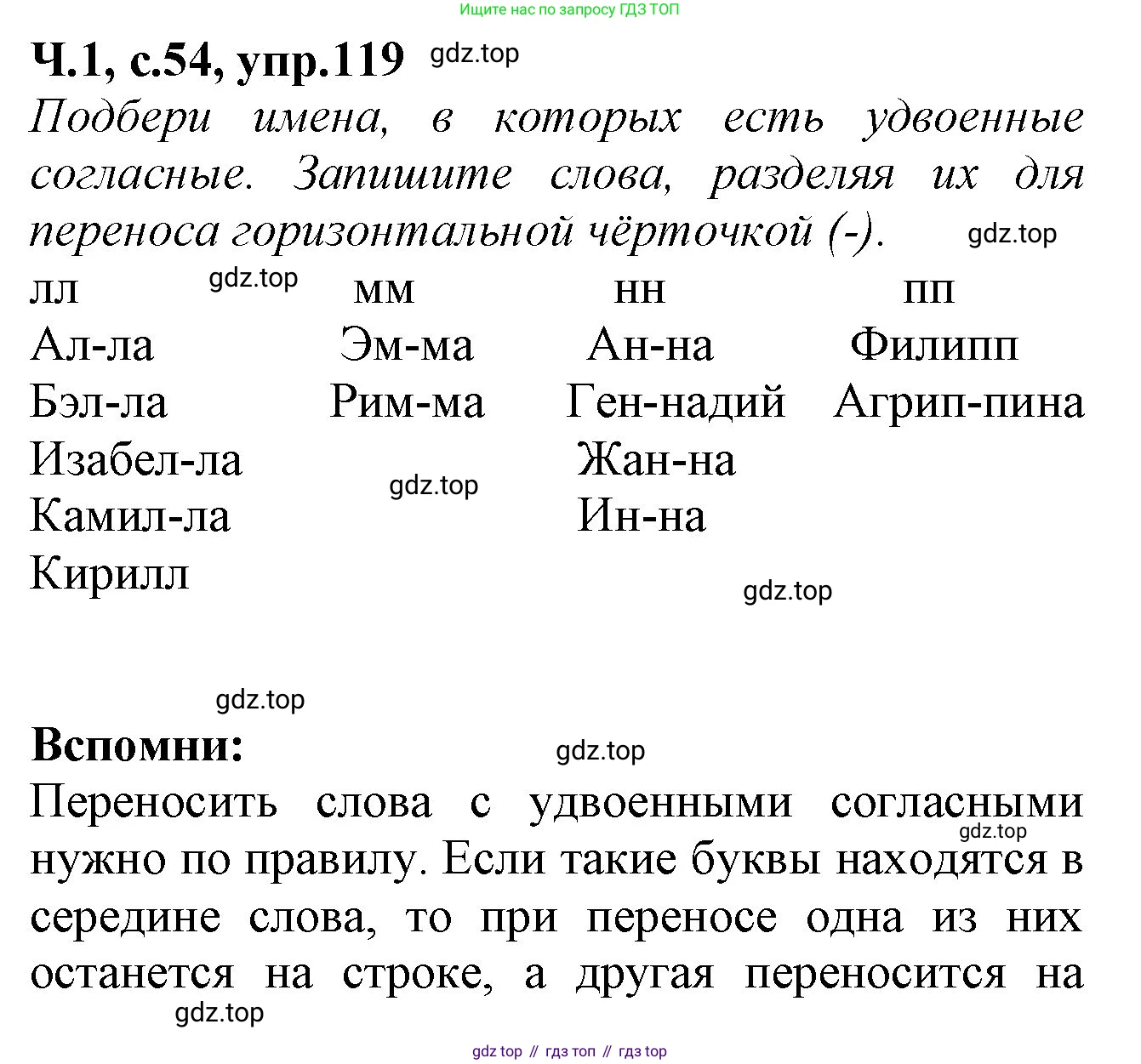 Русский язык, 2 класс рабочая тетрадь, автор: Канакина Валентина Павловна, издательство Просвещение, Москва, 2023, белого цвета, Часть 1, страница 54, номер 119, Решение