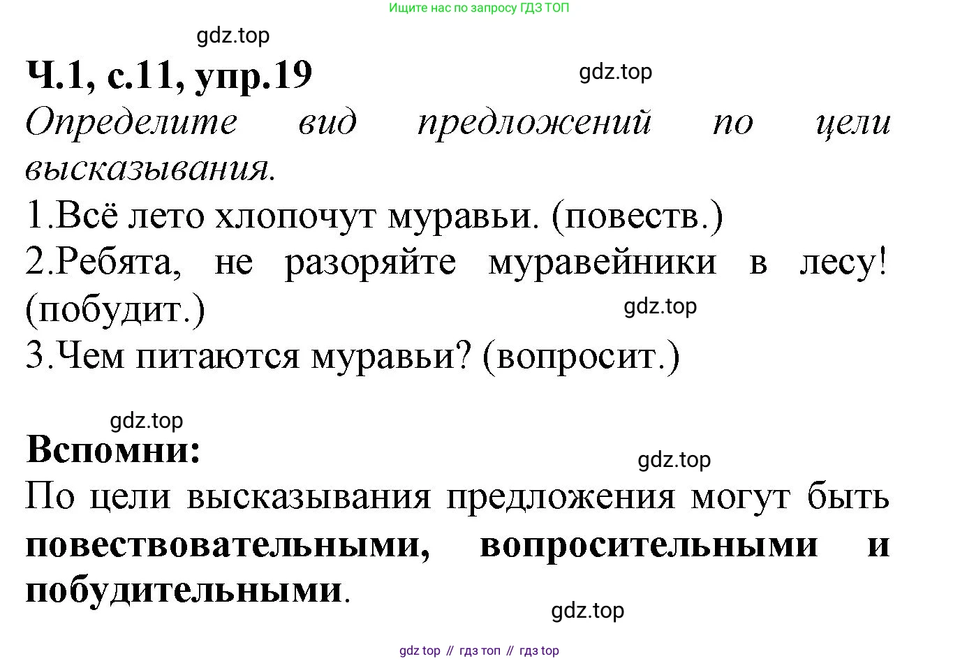 Русский язык, 2 класс рабочая тетрадь, автор: Канакина Валентина Павловна, издательство Просвещение, Москва, 2023, белого цвета, Часть 1, страница 11, номер 19, Решение