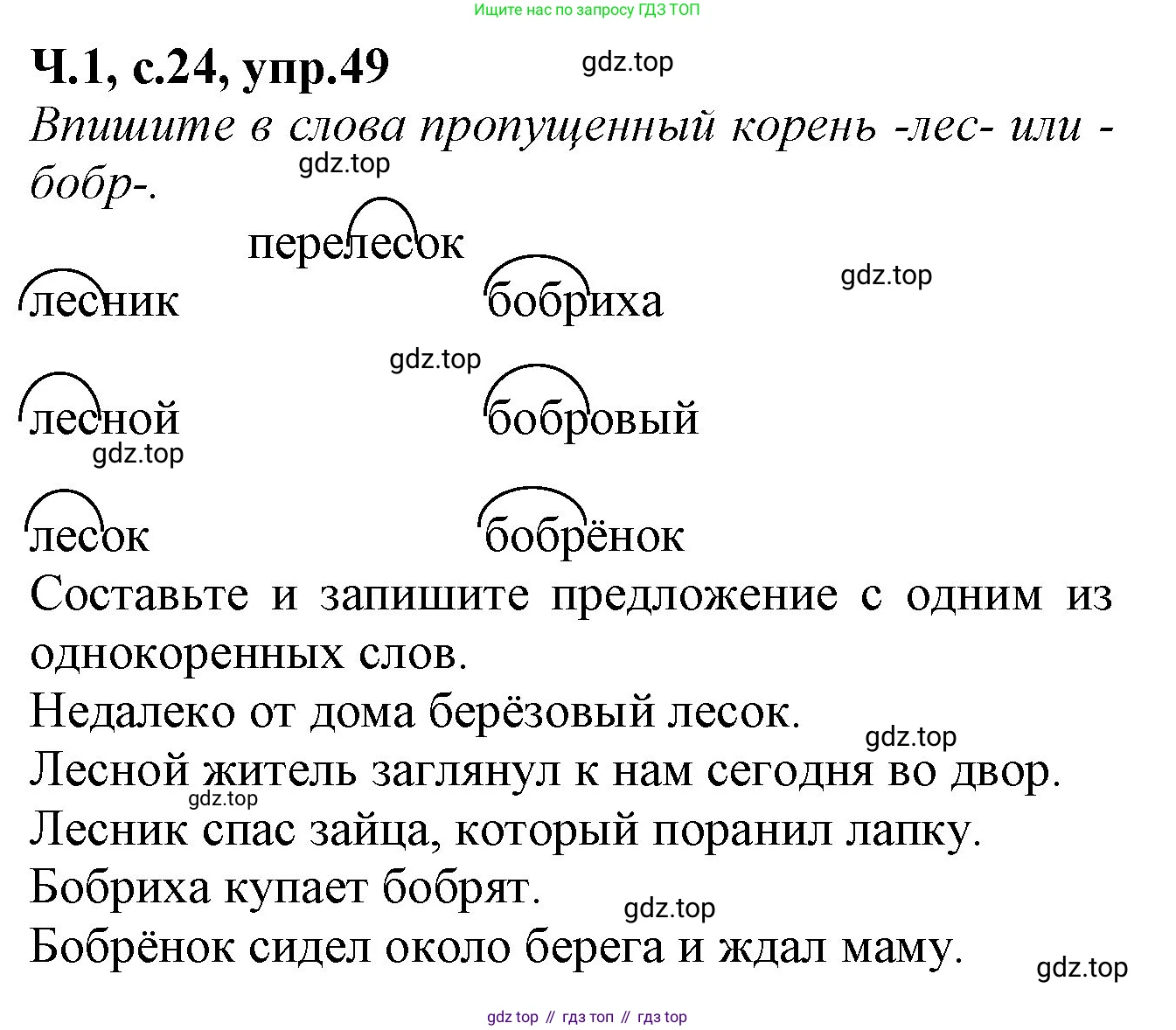 Русский язык, 2 класс рабочая тетрадь, автор: Канакина Валентина Павловна, издательство Просвещение, Москва, 2023, белого цвета, Часть 1, страница 24, номер 49, Решение