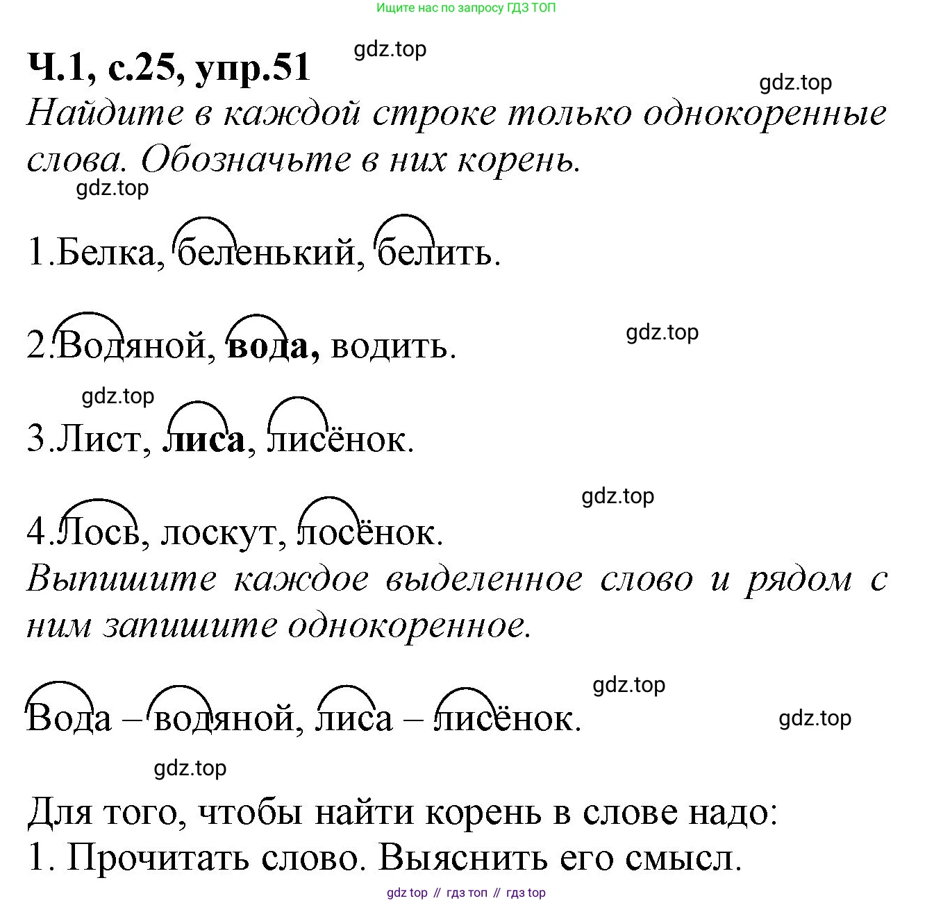Русский язык, 2 класс рабочая тетрадь, автор: Канакина Валентина Павловна, издательство Просвещение, Москва, 2023, белого цвета, Часть 1, страница 25, номер 51, Решение