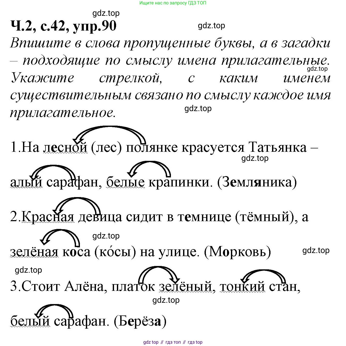 Русский язык, 2 класс рабочая тетрадь, автор: Канакина Валентина Павловна, издательство Просвещение, Москва, 2023, белого цвета, Часть 2, страница 42, номер 90, Решение