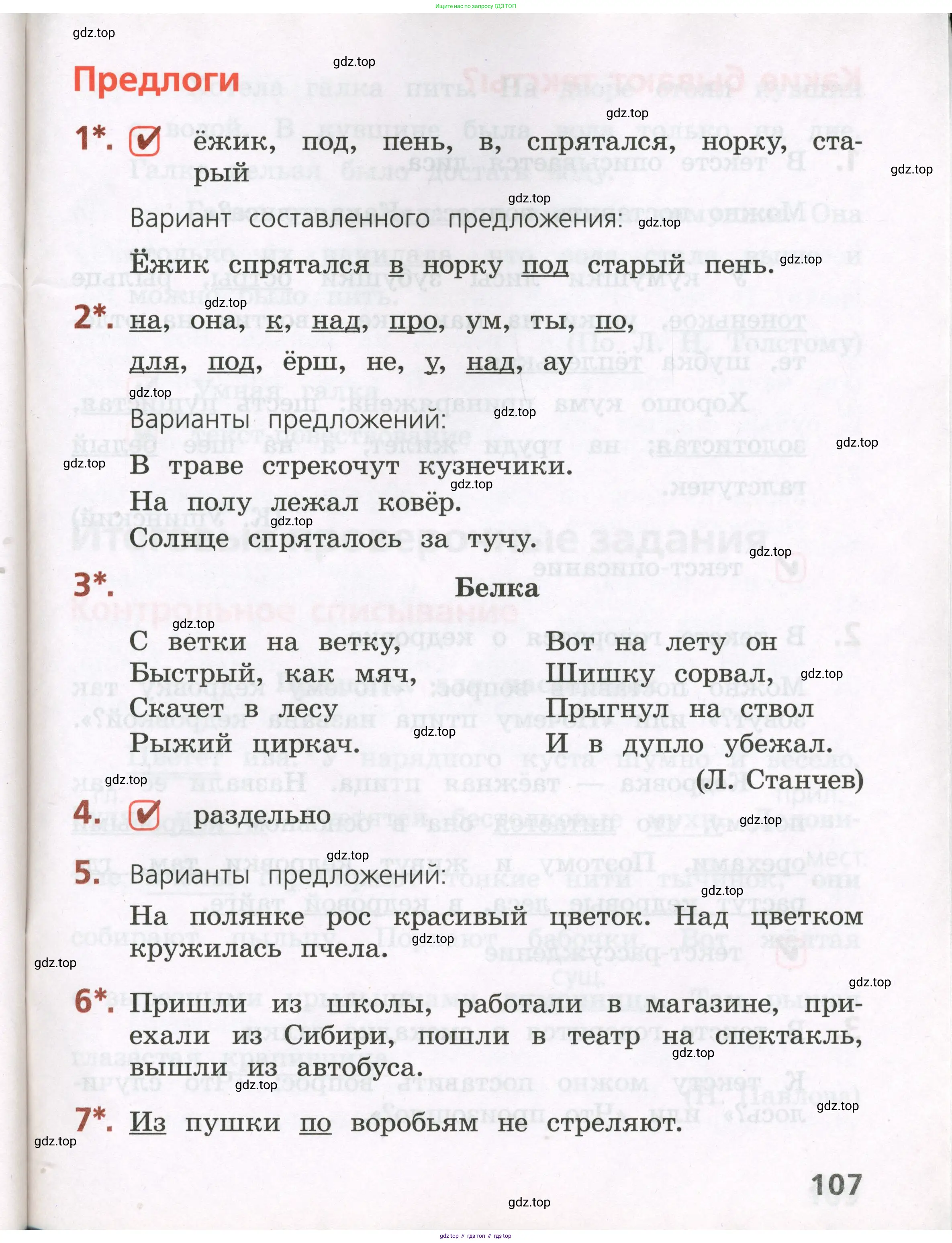 Русский язык, 2 класс Тетрадь учебных достижений, автор: Канакина Валентина Павловна, издательство Просвещение, Москва, 2023, белого цвета, страница 107