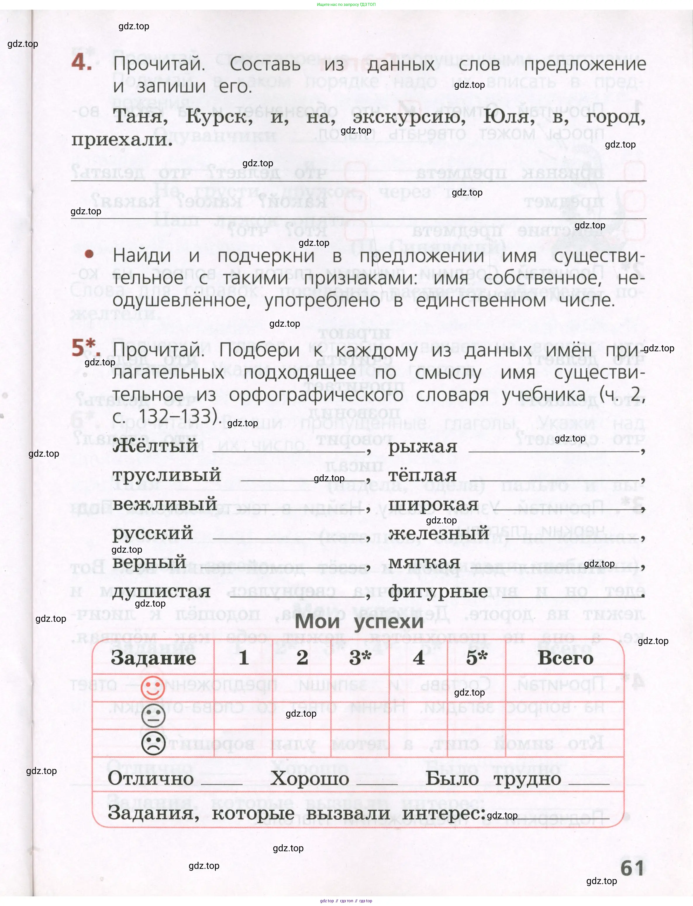 Русский язык, 2 класс Тетрадь учебных достижений, автор: Канакина Валентина Павловна, издательство Просвещение, Москва, 2023, белого цвета, страница 61