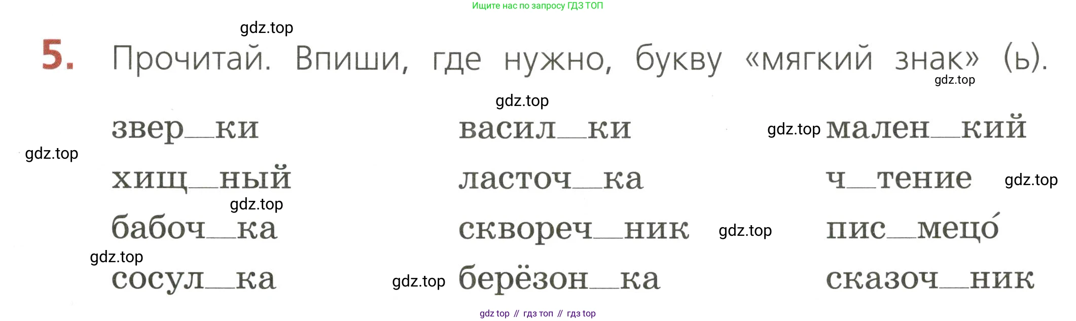 ГДЗ Русский язык, 2 класс Тетрадь учебных достижений, автор: Канакина Валентина Павловна, издательство Просвещение, Москва, 2023, белого цвета, страница 43, номер 5, Условие